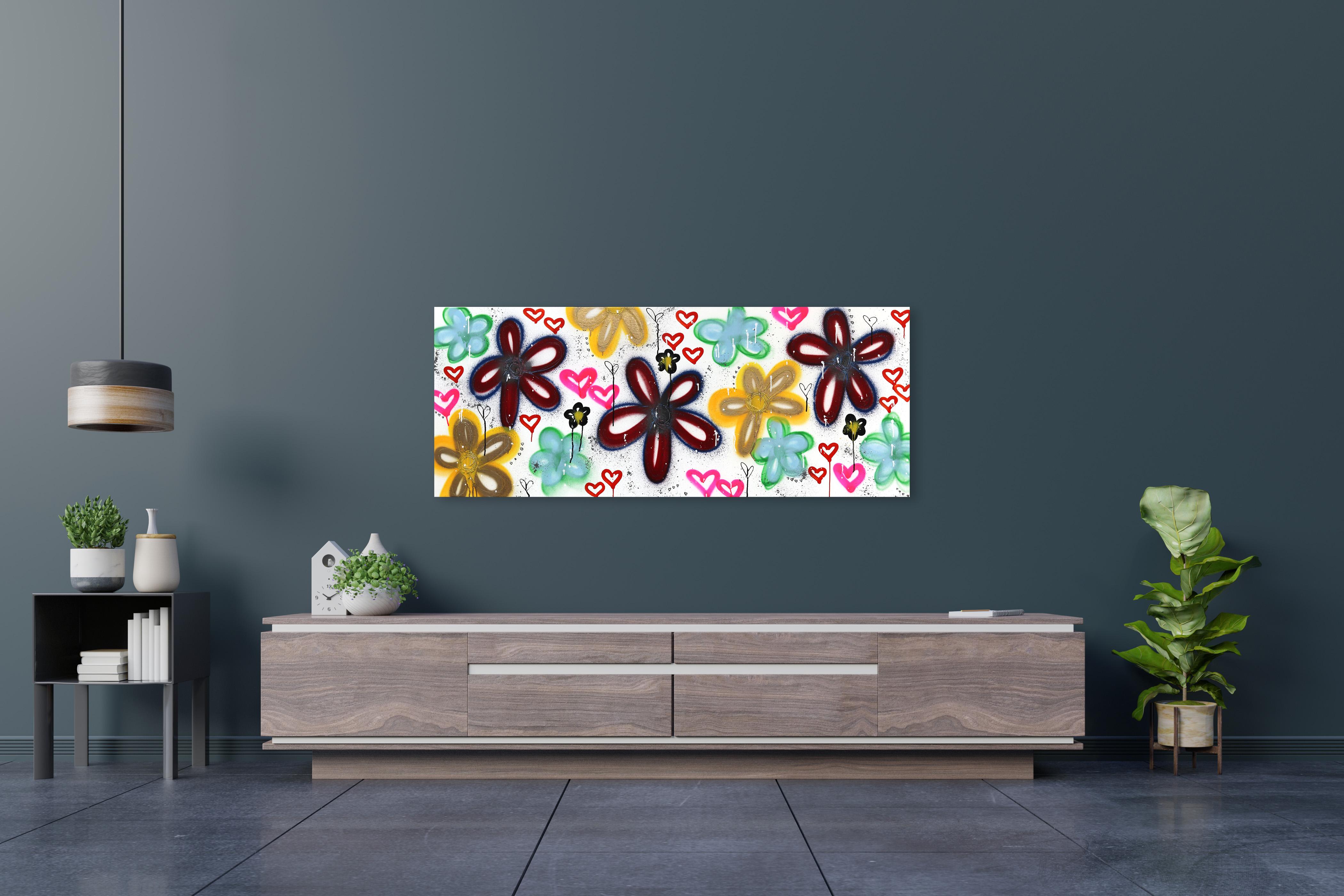 Kitchen Garden - Original Street Art Graffiti Floral Flowers on Canvas For Sale 4