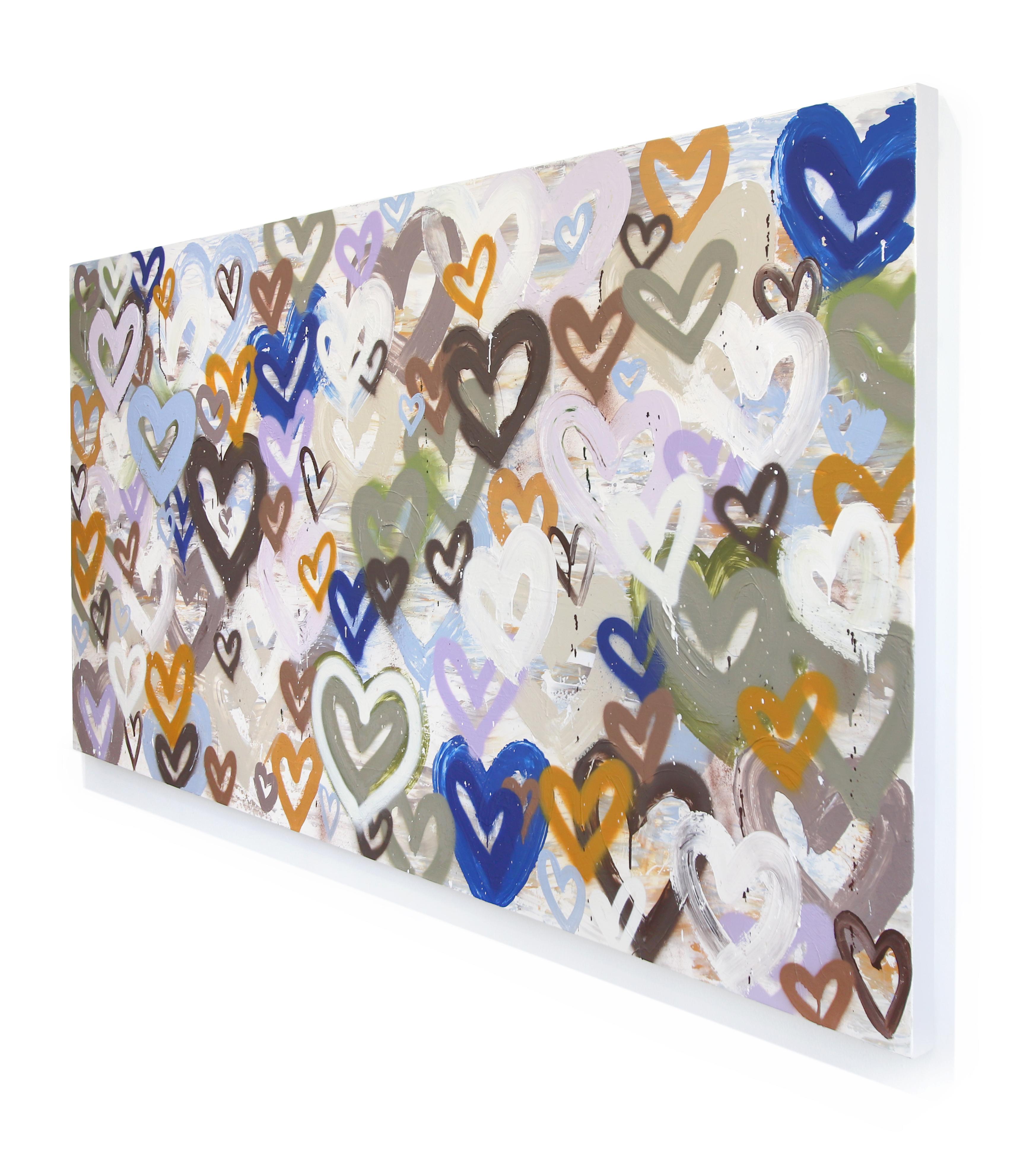 Voliamo insieme attraverso questa vita - Opera d'arte a cuori di colore tenue extra-large in vendita 1