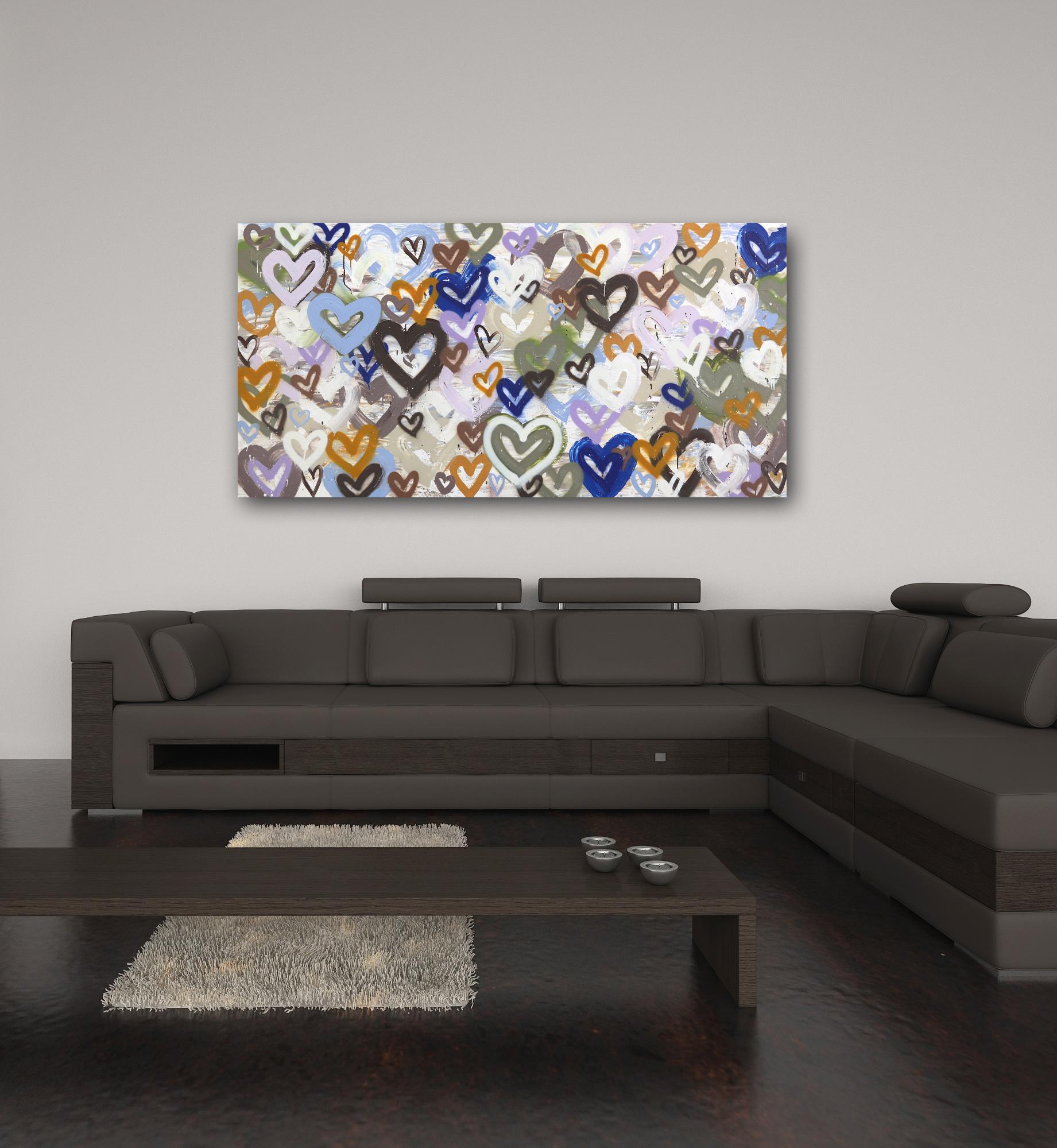 Voliamo insieme attraverso questa vita - Opera d'arte a cuori di colore tenue extra-large in vendita 3