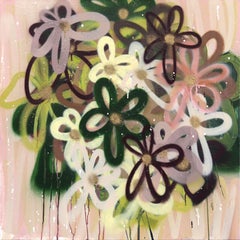 Looking Through Grandma's Window - Original Abstract Floral Painting on Canvas