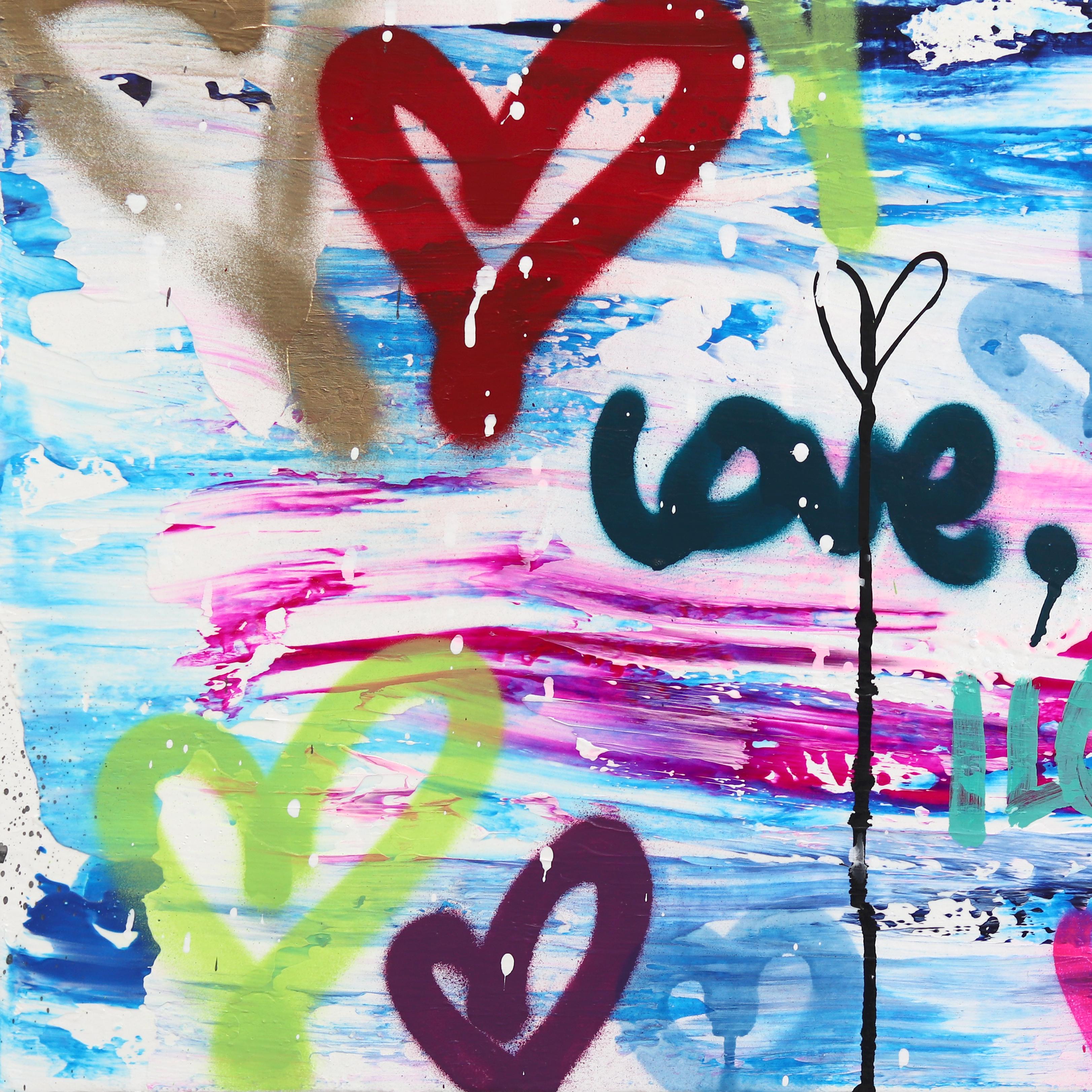 Brigada del Amor - Graffiti Abstracto de Colores Original Grande - Painting Contemporáneo de Amber Goldhammer