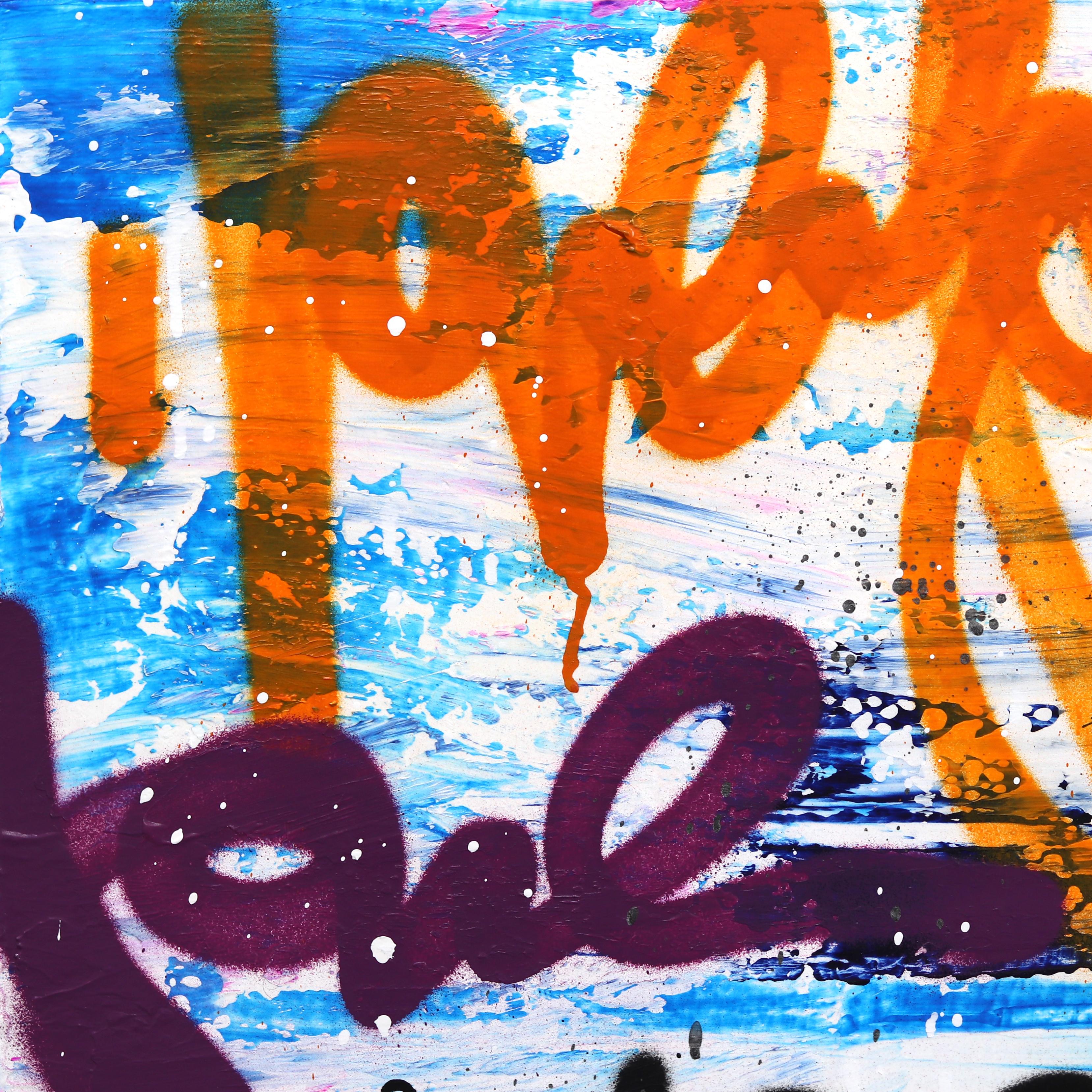 Brigada del Amor - Graffiti Abstracto de Colores Original Grande en venta 3