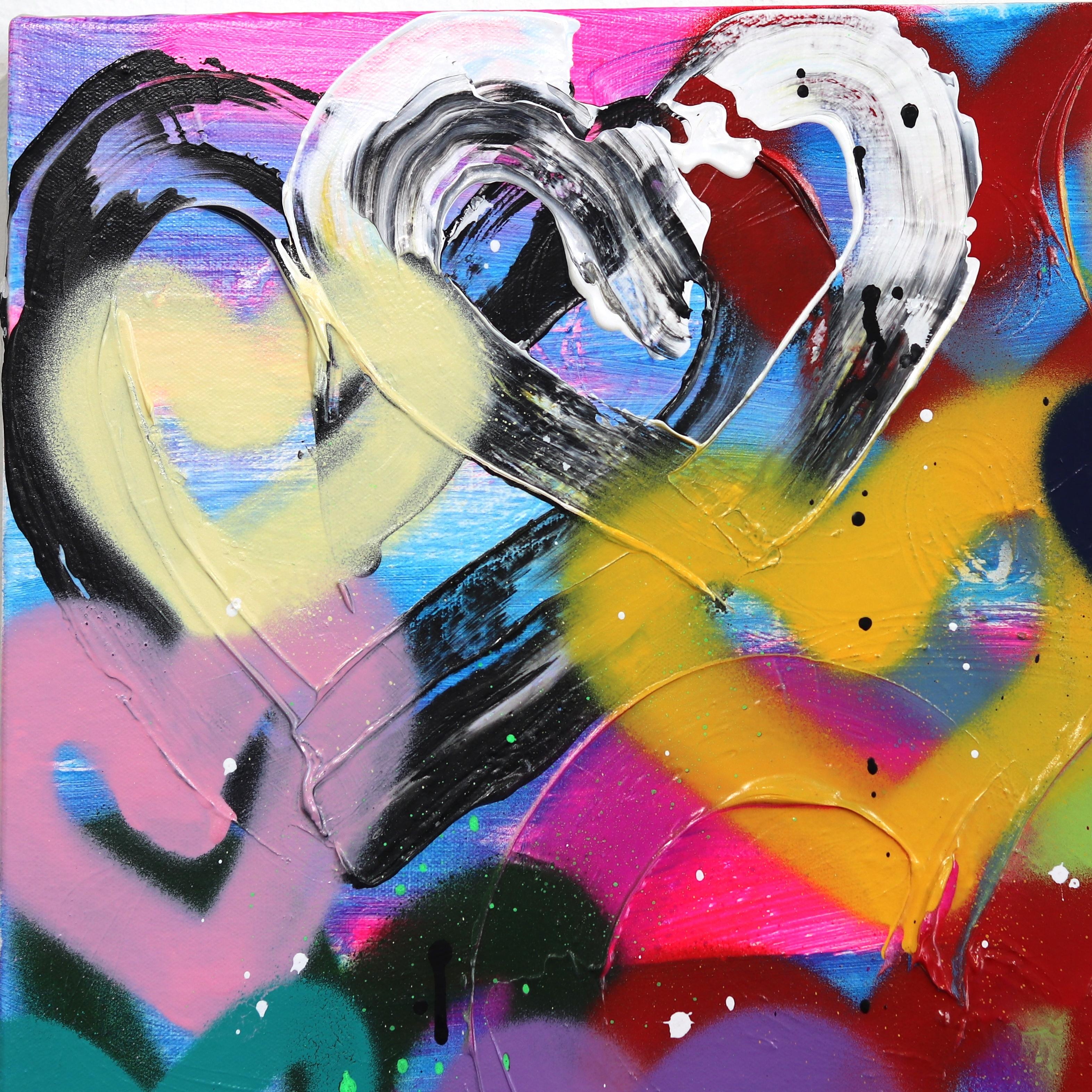 Love Fest - Colorful Hearts Bold Original Pop Artwork - Street Art Painting by Amber Goldhammer