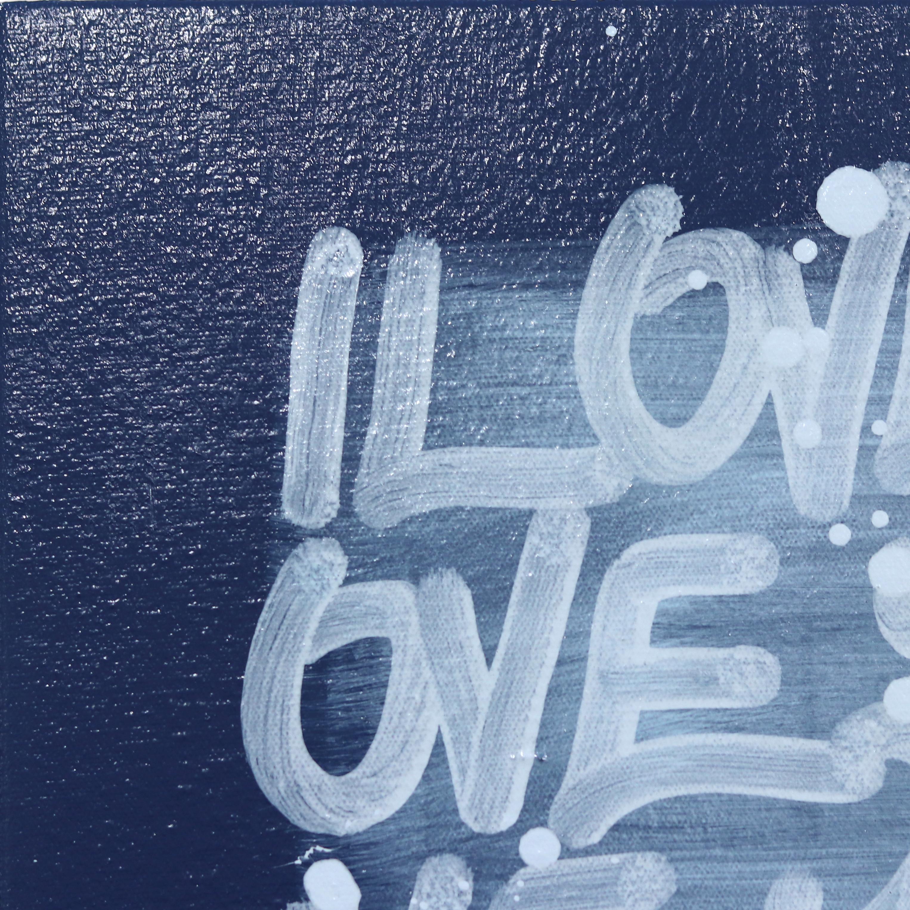 Love Mountain - Original Blue 'I LOVE YOU' Abstract Street Art Painting 1