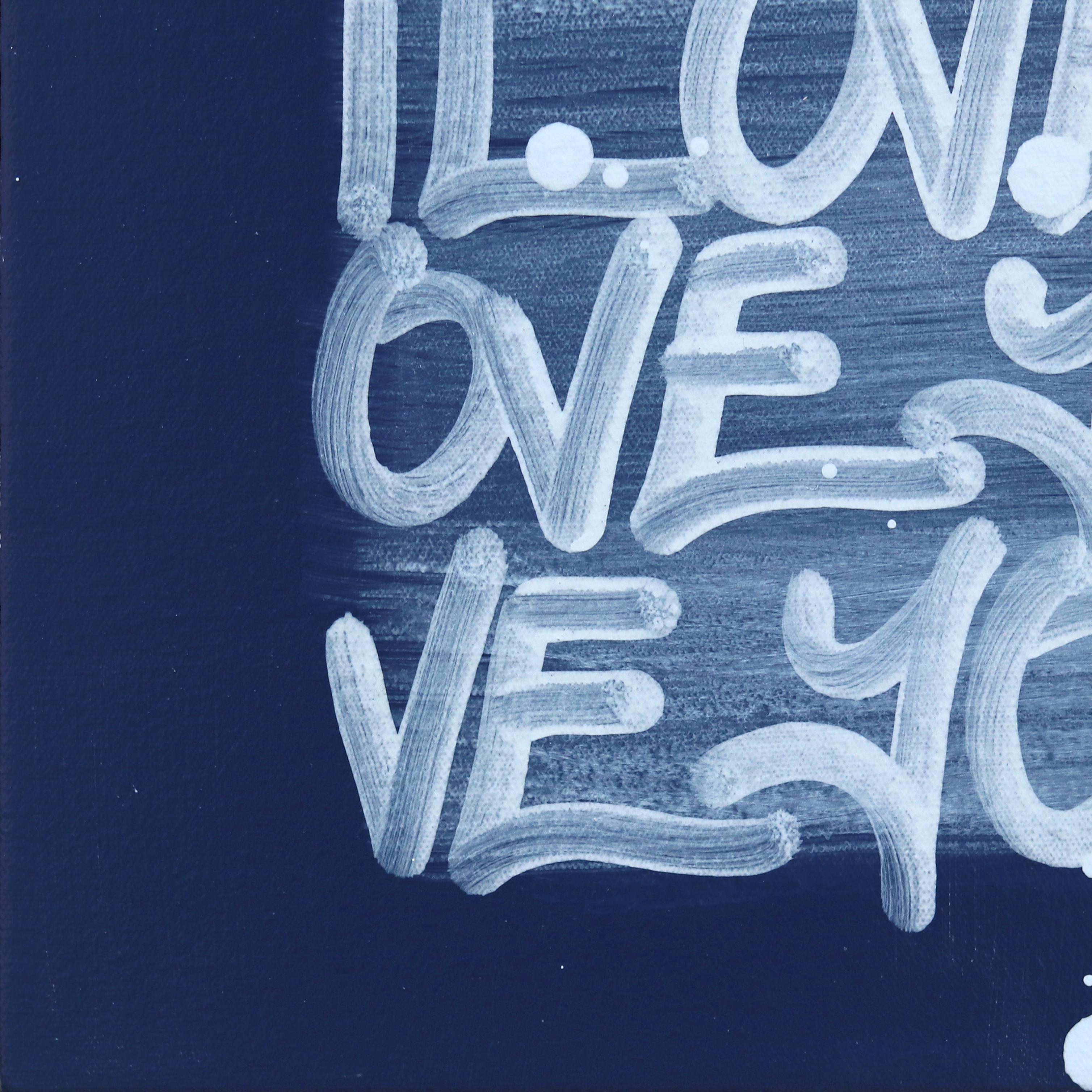Love Mountain - Original Blue 'I LOVE YOU' Abstract Street Art Painting 6