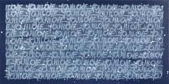 Love Moves Us Forward - Contemporary Bold Navy Abstract Text Street Artwork