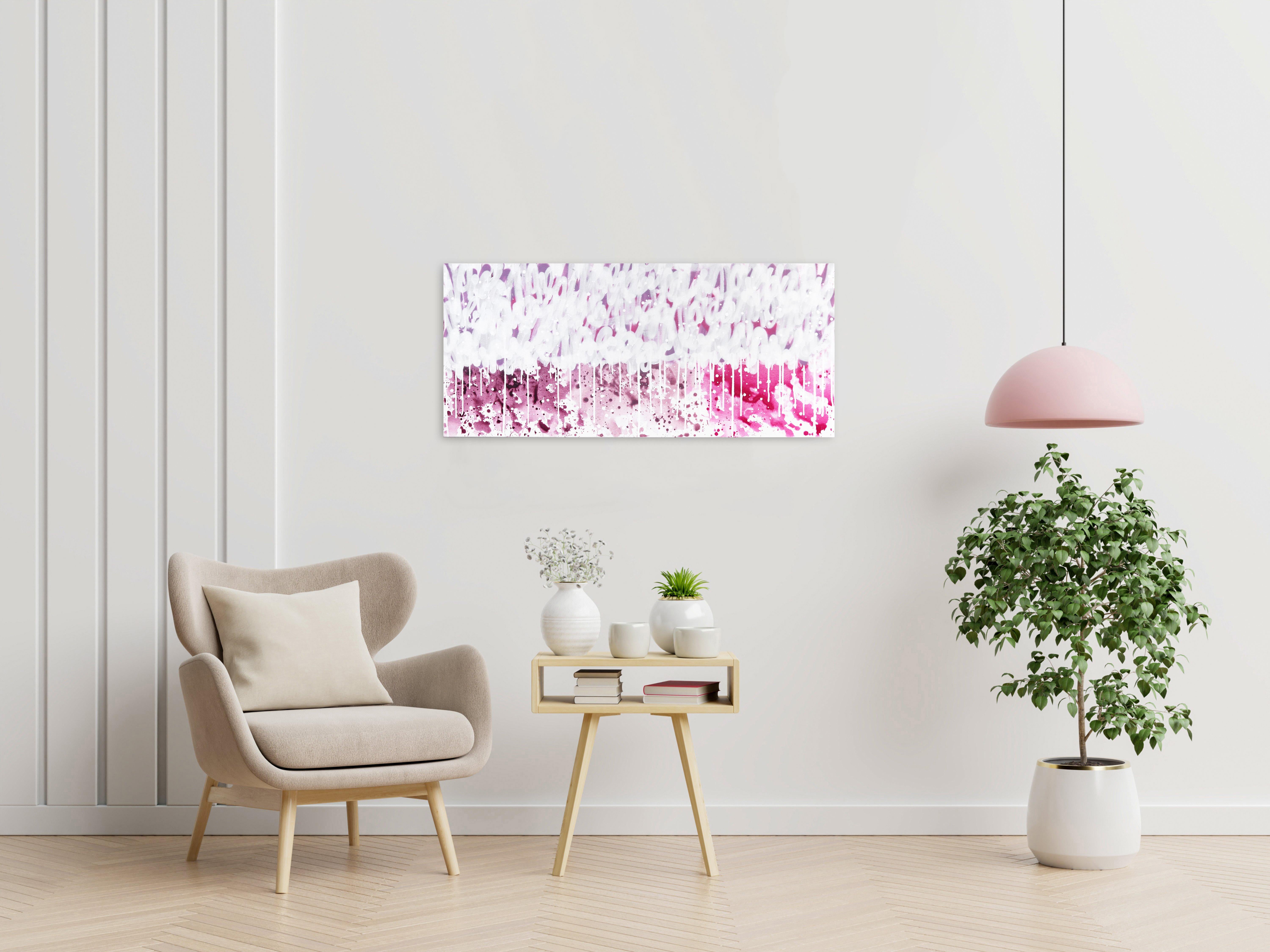 Love Puff rose pourpre Graffiti Street Art Soft Minimalist Original sur toile en vente 1