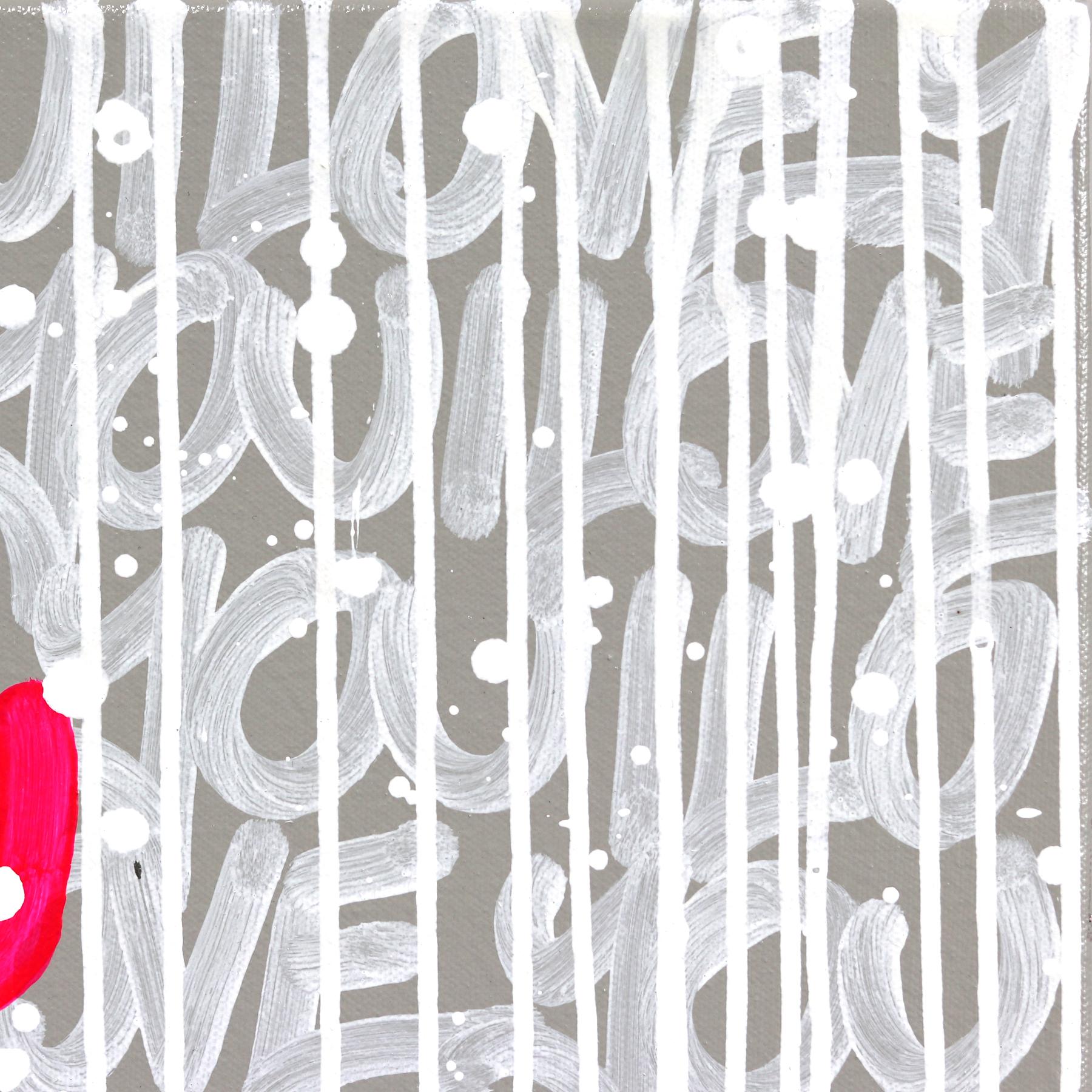 Lovejoy - Original Vibrant Pink und Grau Graffiti inspiriert Mixed Media Painting im Angebot 3