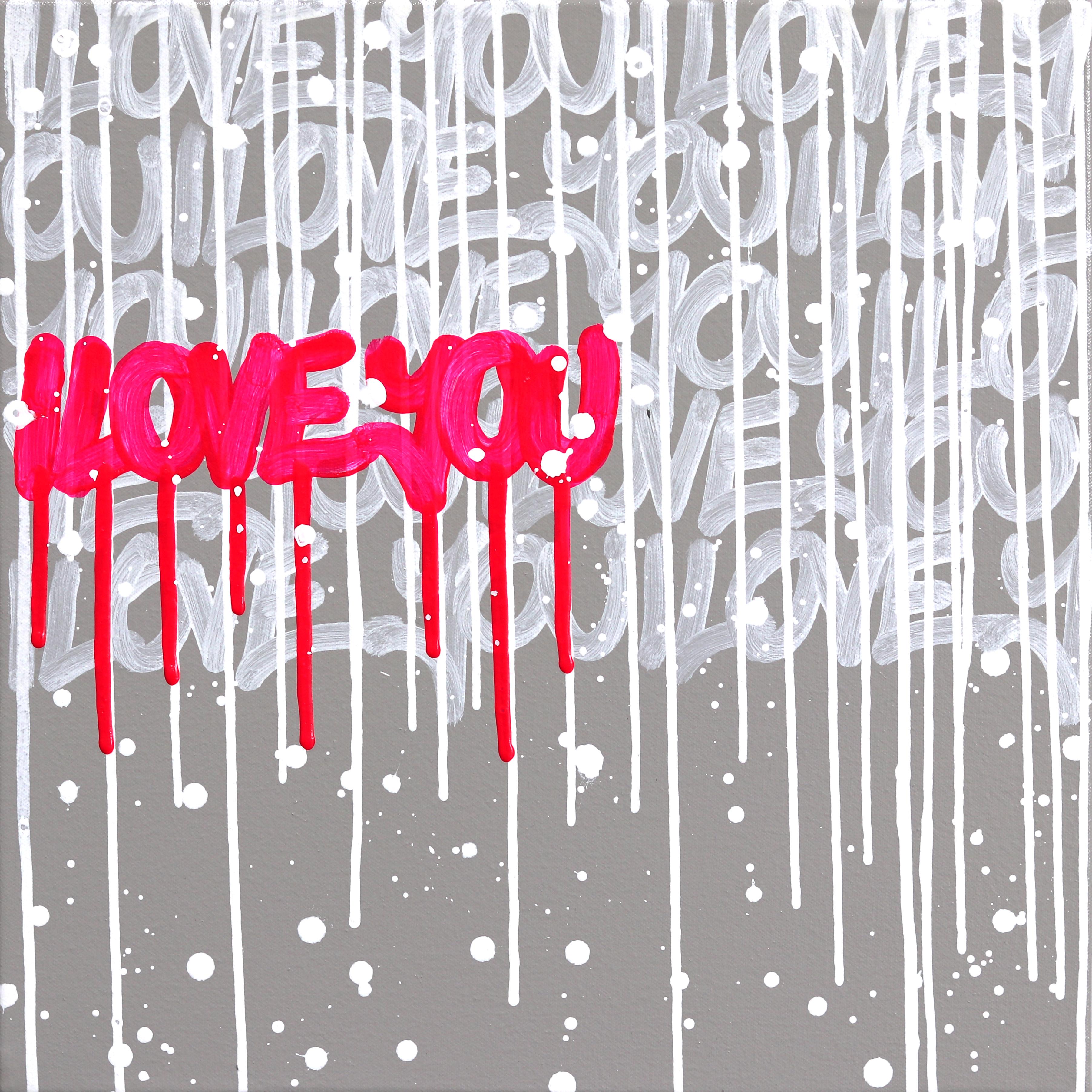 Amber Goldhammer Abstract Painting – Lovejoy - Original Vibrant Pink und Grau Graffiti inspiriert Mixed Media Painting