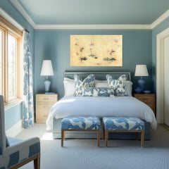 Morning Blooming - Butter Yellow Floral Landscape Mixed Media Art on Canvas