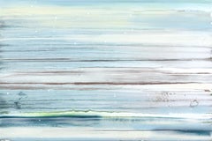 Rocío matinal - Pintura original sobre lienzo Paisaje abstracto azul de tonos suaves y tranquilos