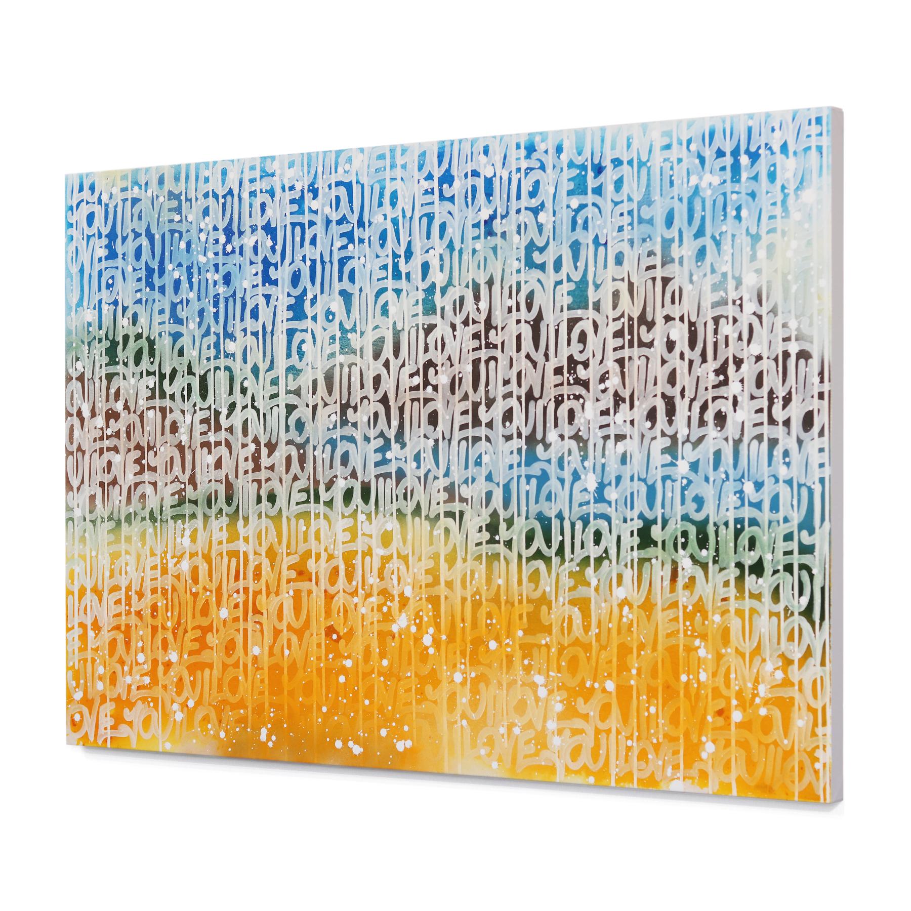 Mes plans de vacances - Grande peinture originale colorée de paysage abstrait en vente 1