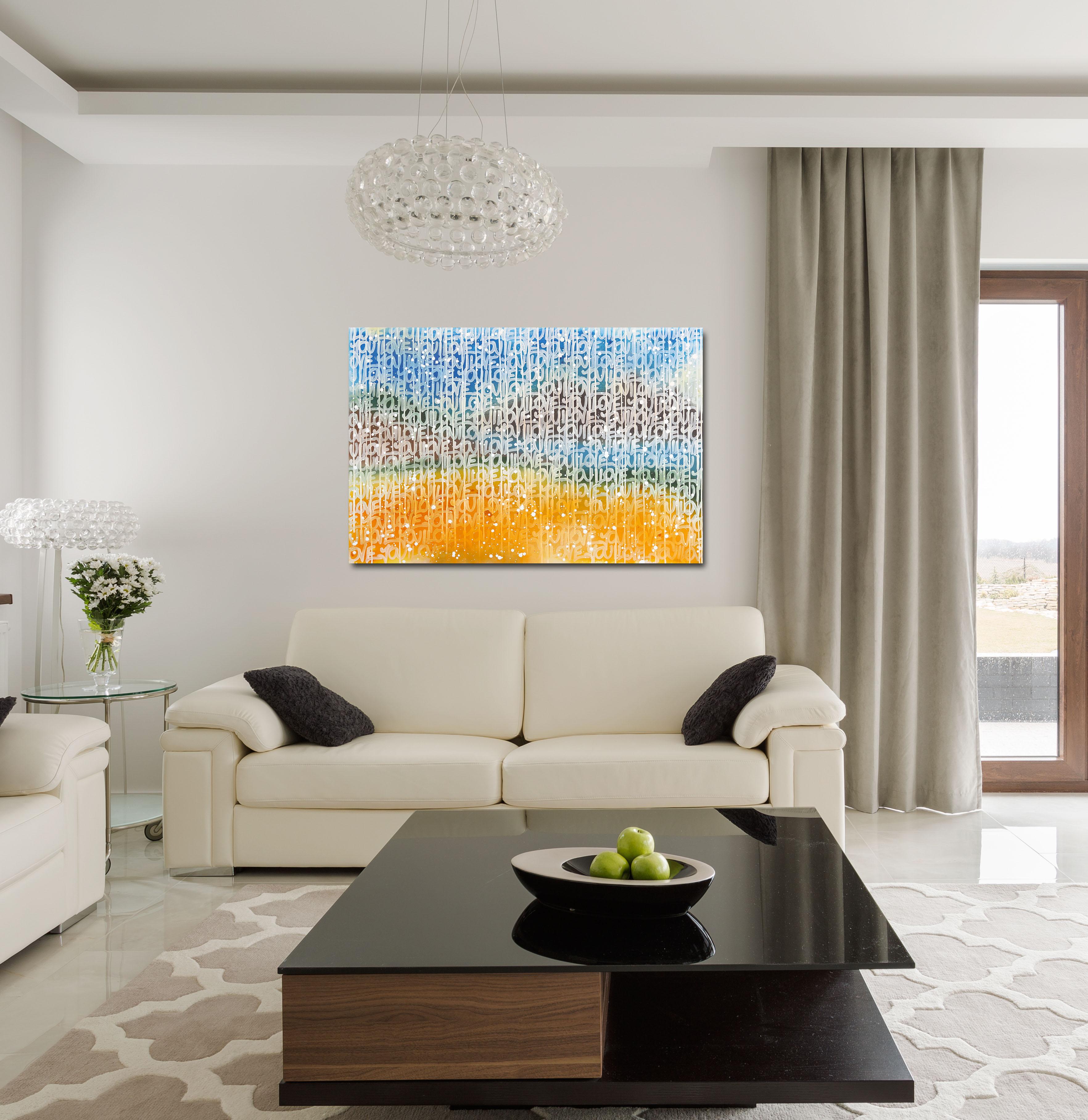 Mes plans de vacances - Grande peinture originale colorée de paysage abstrait en vente 3