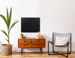 Colloqui notturni - Opera d'arte su tela con vernice acrilica nera e legno resinato nero