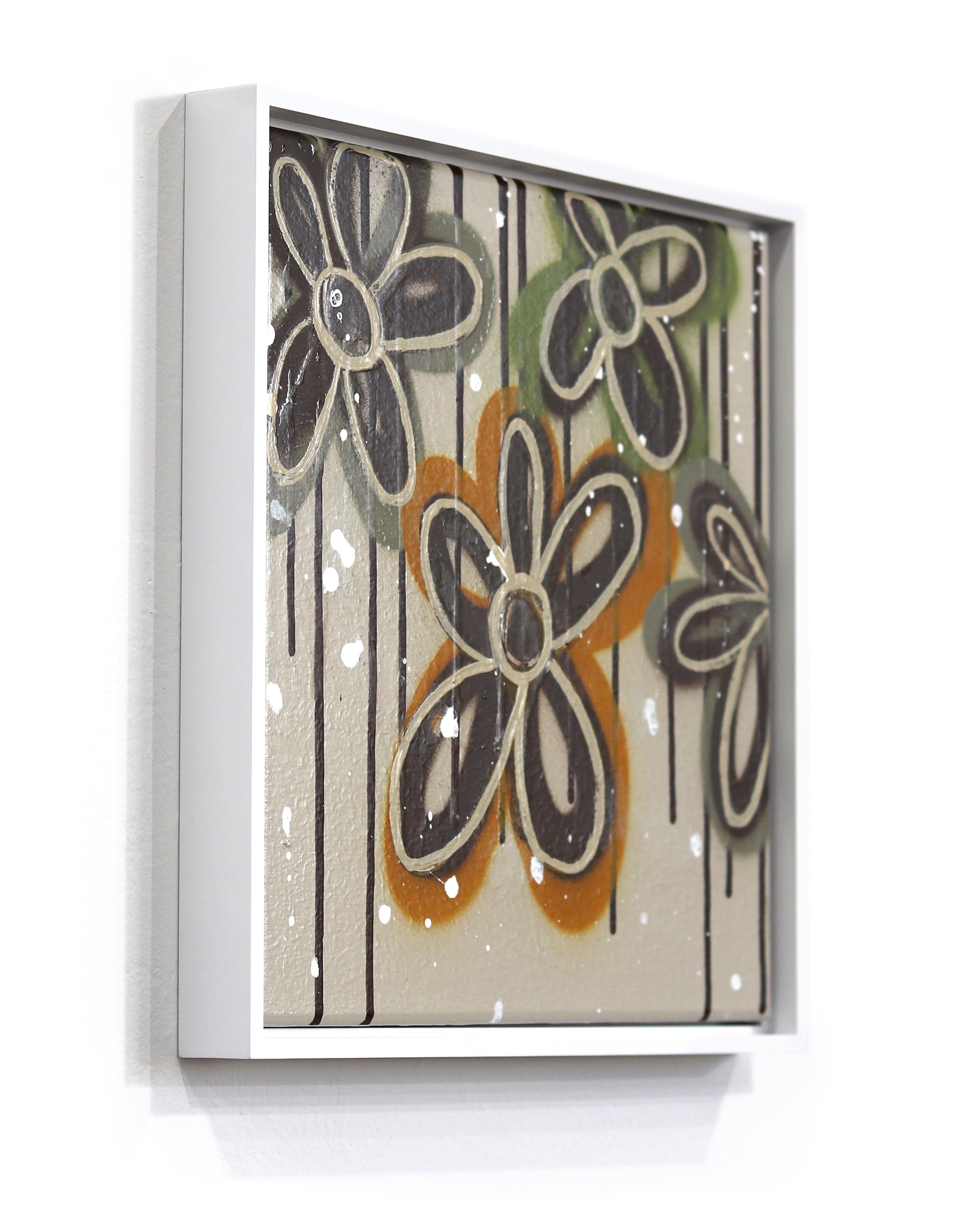 Northwest Season - Pintura inspirada en el arte callejero floral otoñal Marco blanco en venta 1