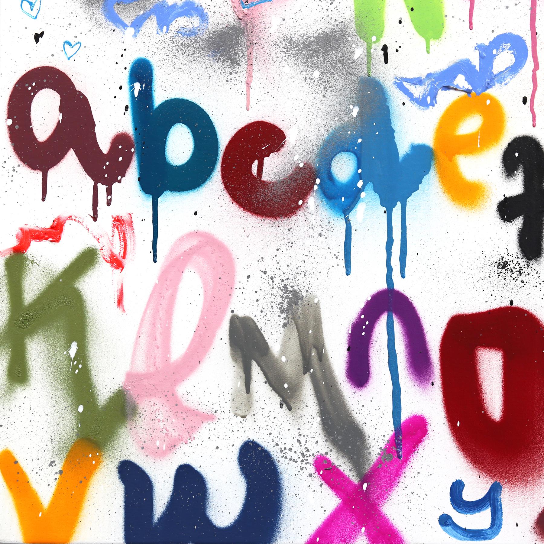 Now I Know My ABC's - Playful Lettering Typography Artwork and Dripping Colors For Sale 2