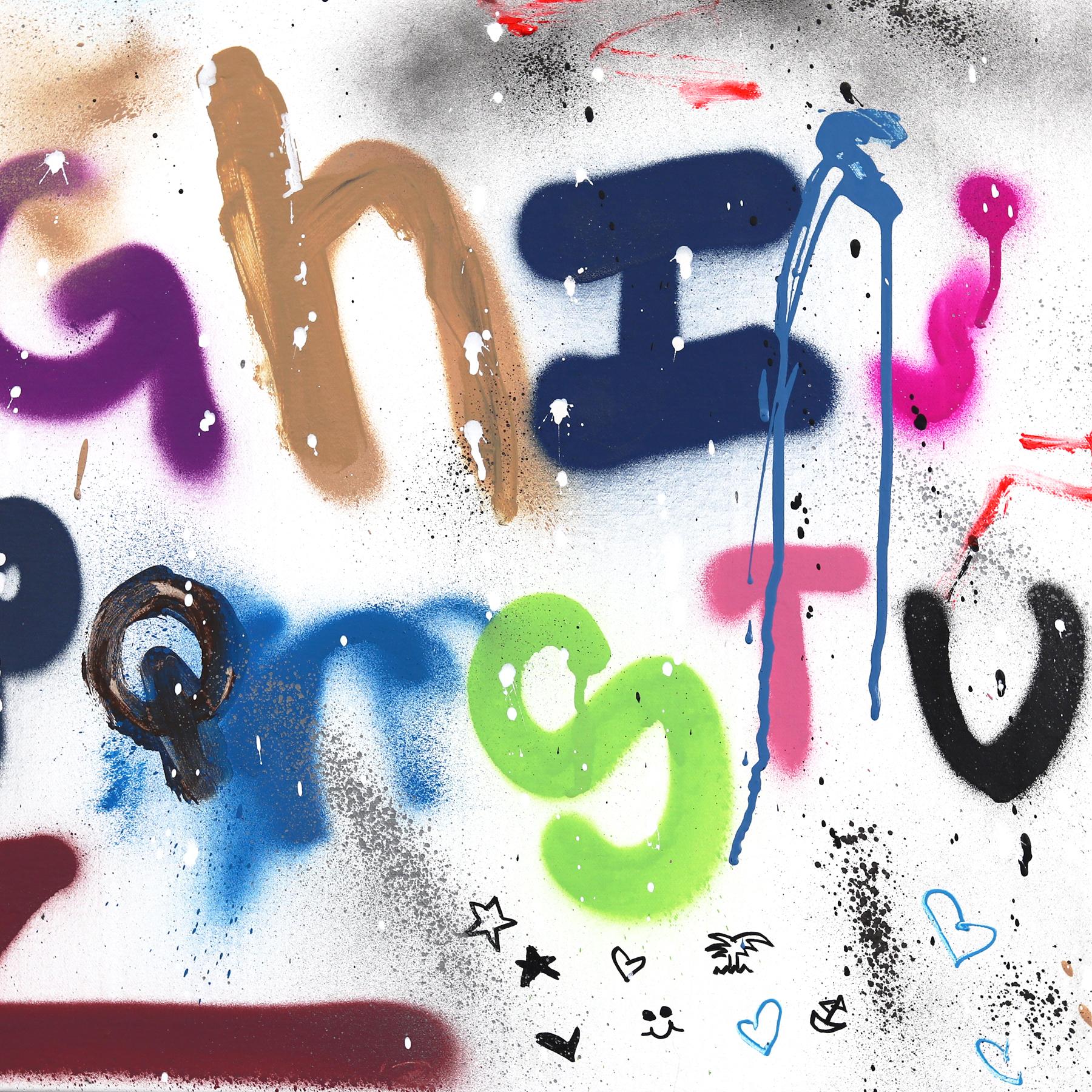 Now I Know My ABC's - Playful Lettering Typography Artwork and Dripping Colors For Sale 4