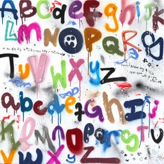 Now I Know My ABC's - Playful Lettering Typography Artwork and Dripping Colors
