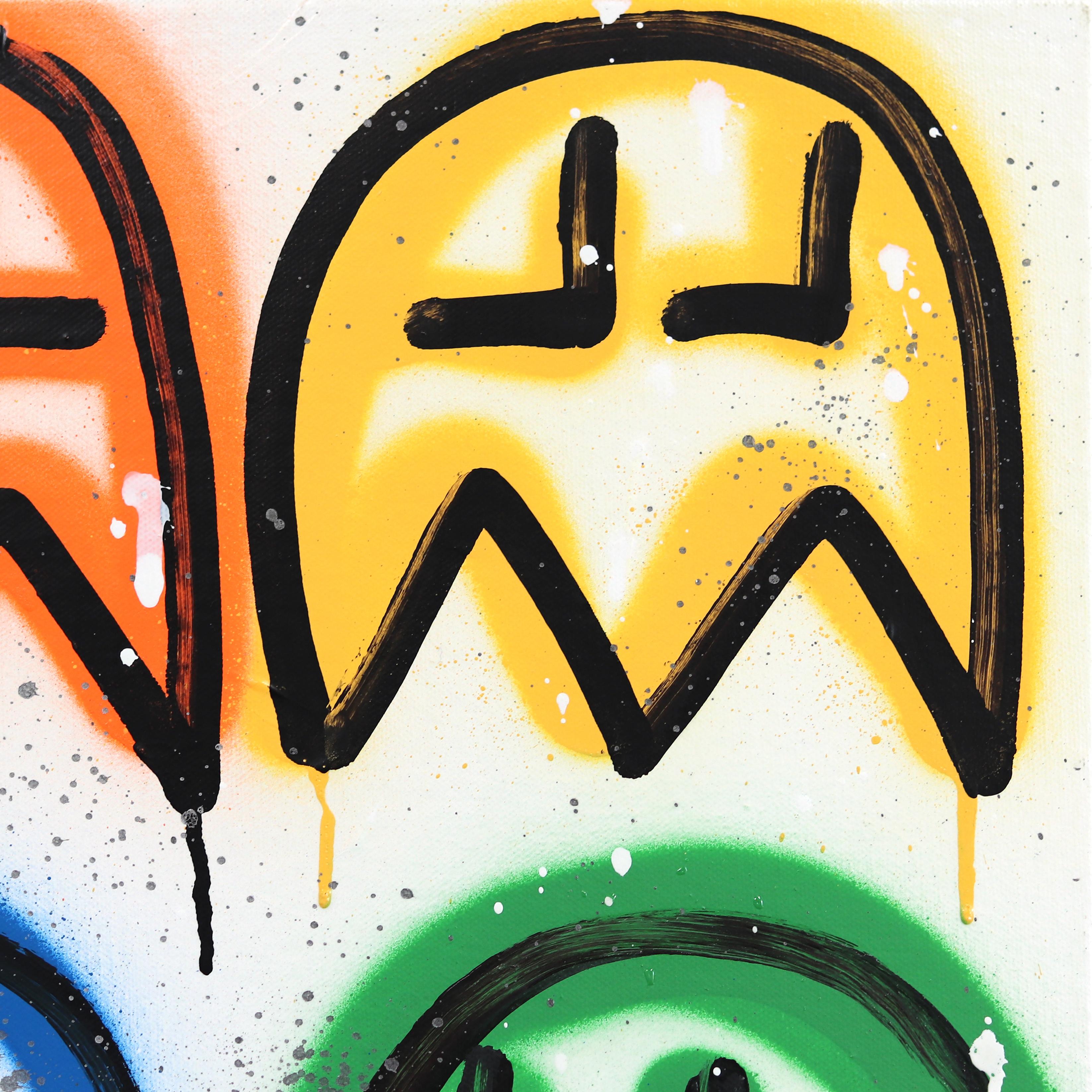 Pac Story - Peinture originale arc-en-ciel inspirée du Street Art rétro en vente 2