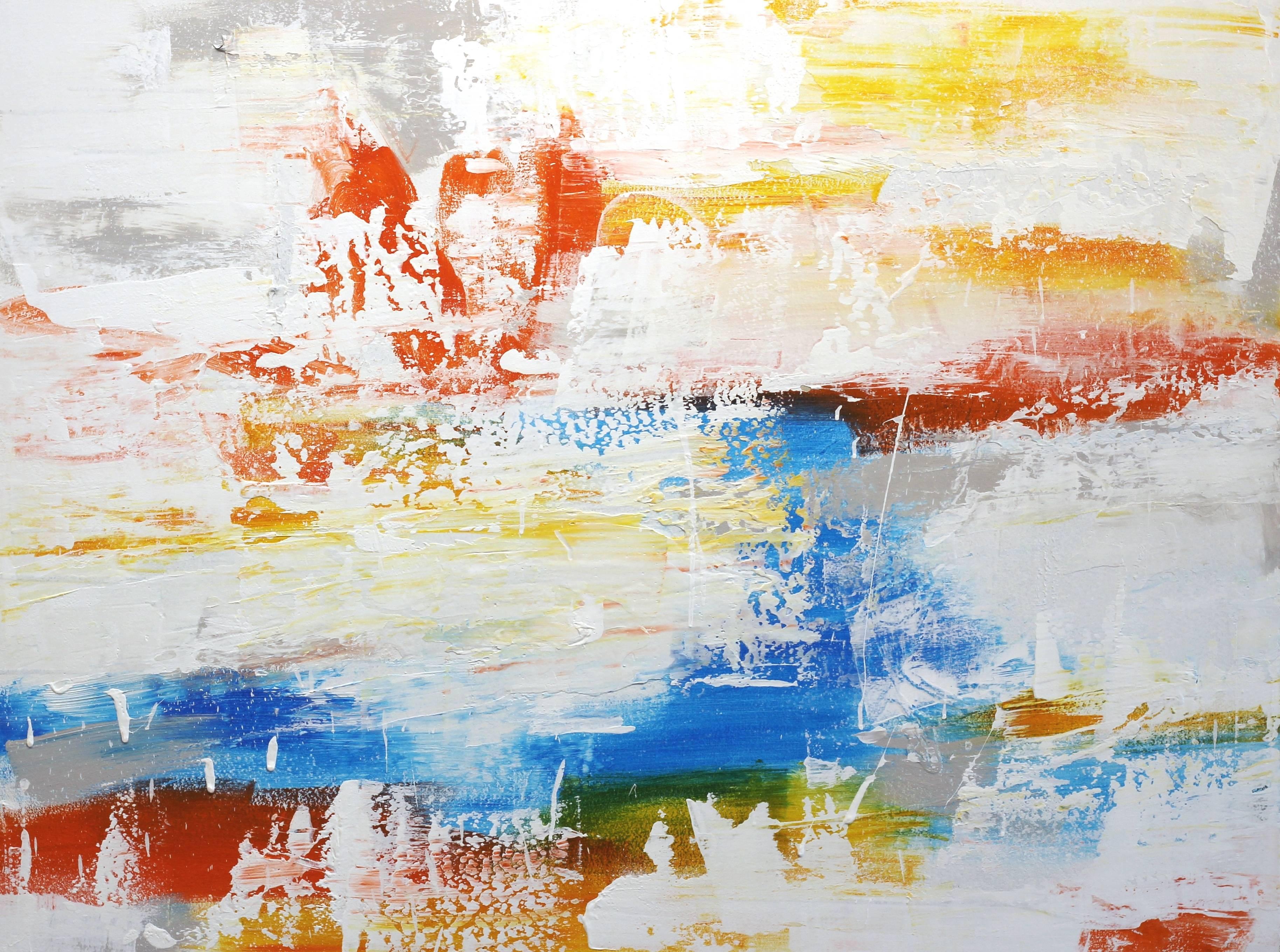 Amber Goldhammer Abstract Painting - Perfect Day At The Water 