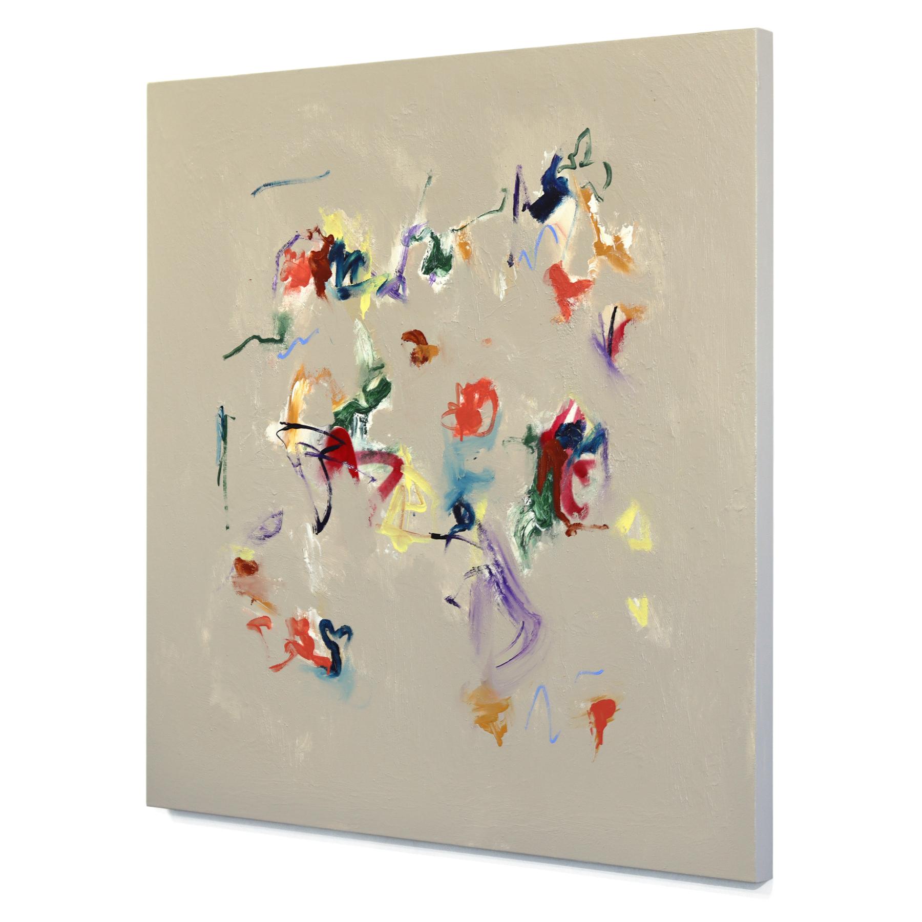 Pick Up Stix - Original Minimalist Color Drenched Mixed Media Painting on Canvas For Sale 1