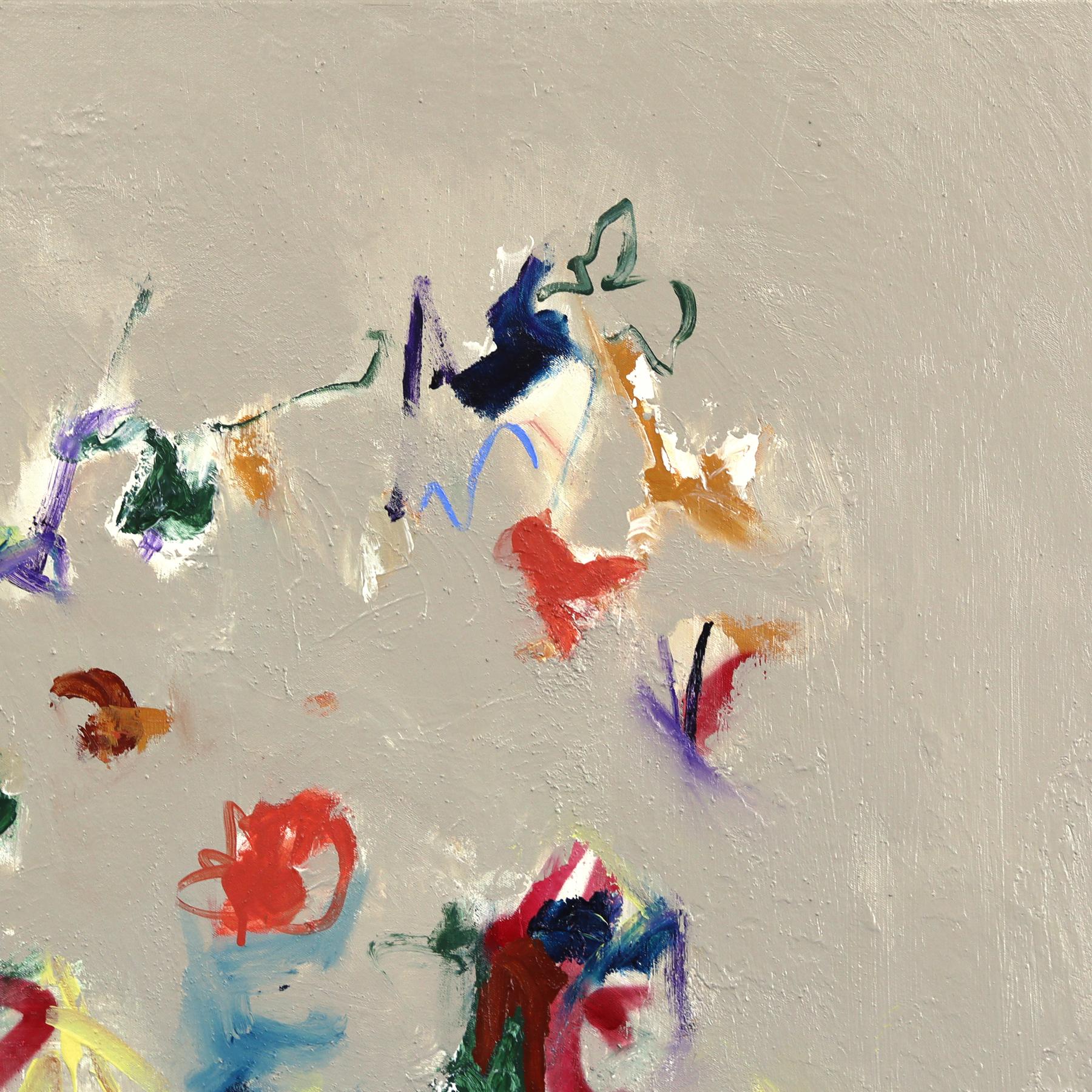 Pick Up Stix - Original Minimalist Color Drenched Mixed Media Painting on Canvas For Sale 2