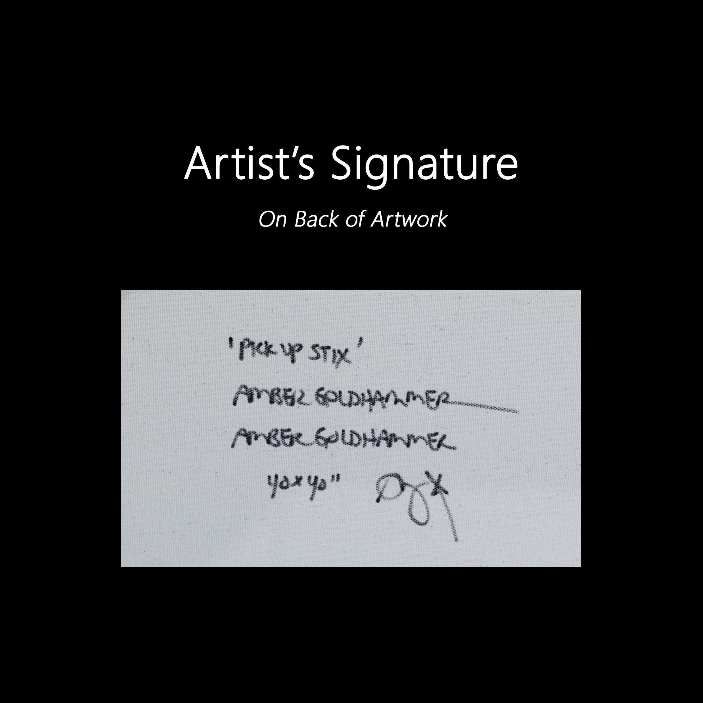 Pick Up Stix - Original Minimalist Color Drenched Mixed Media Painting on Canvas For Sale 6