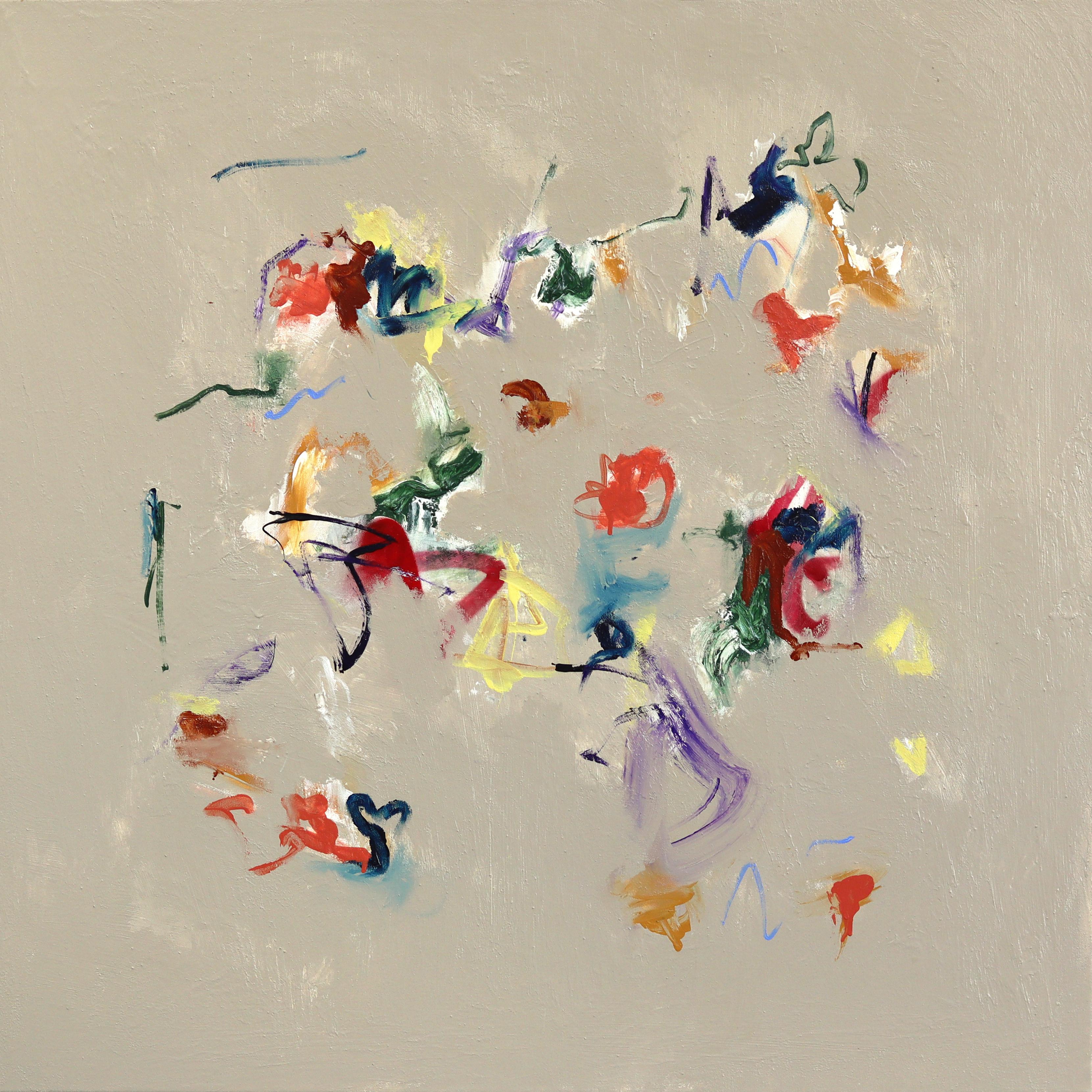 Amber Goldhammer Abstract Painting - Pick Up Stix - Original Minimalist Color Drenched Mixed Media Painting on Canvas