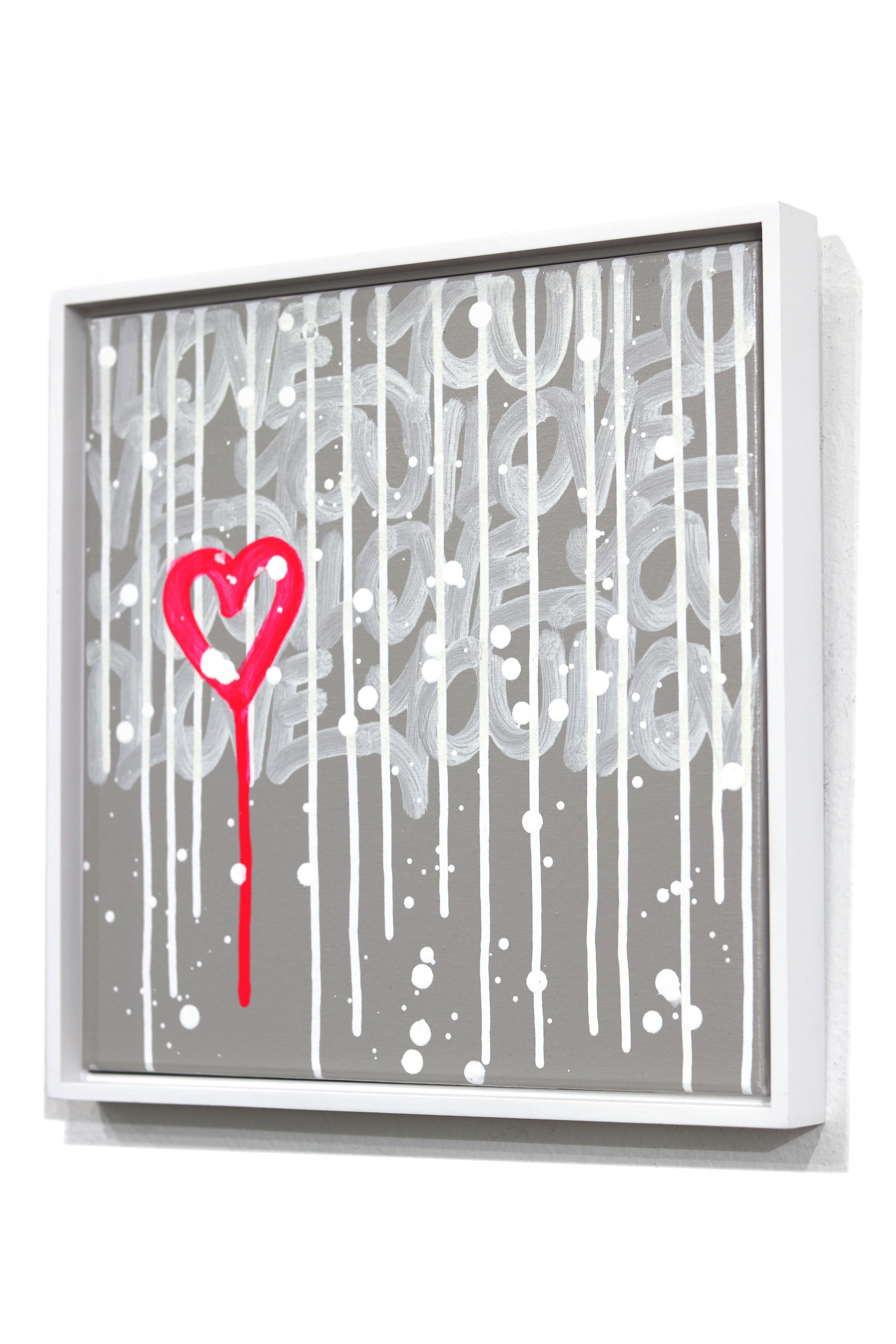 Pink Is My Favorite Color - Abstract Joyful Colorful Heart Graffiti Pop Artwork - Gray Abstract Painting by Amber Goldhammer
