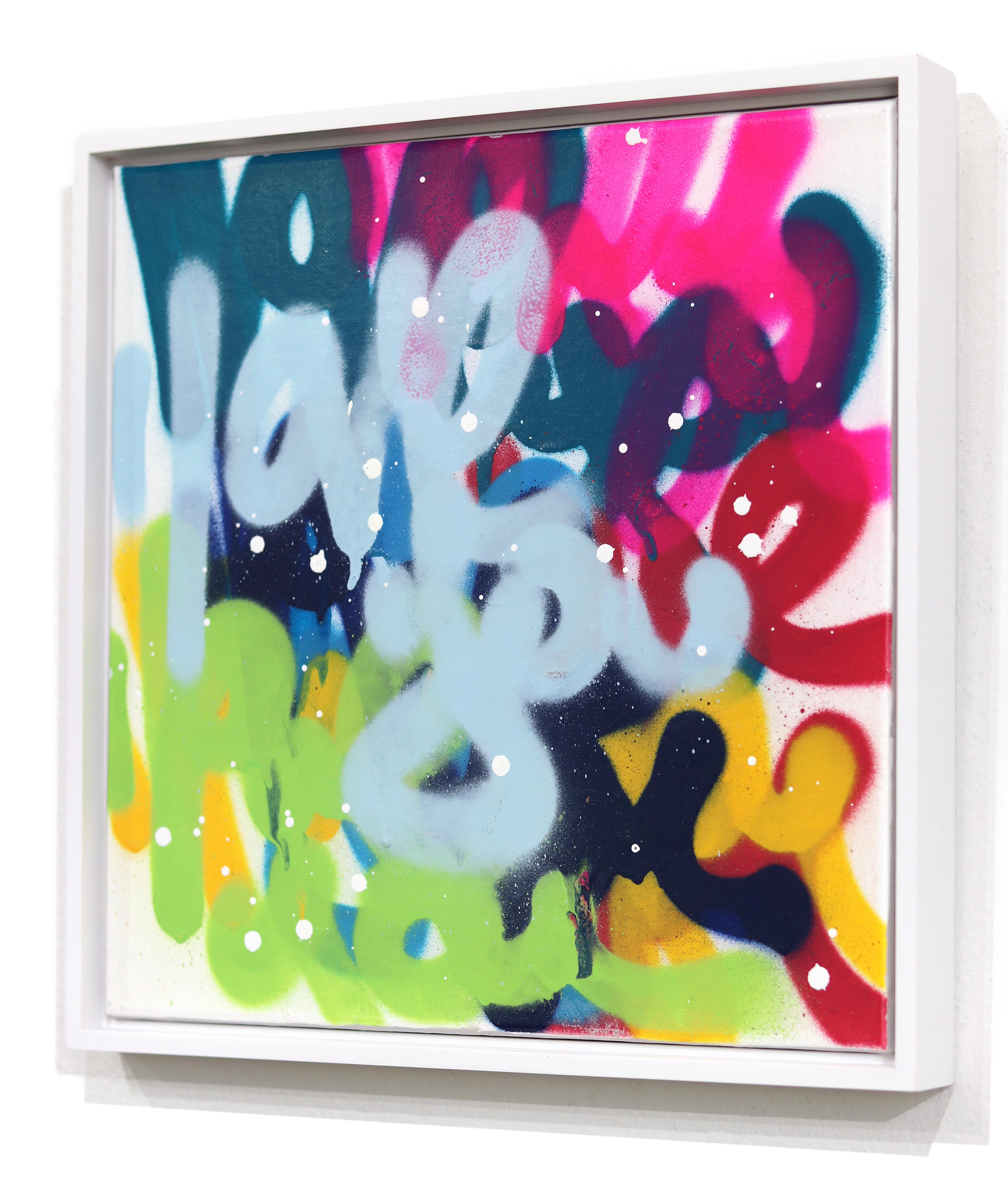 Poppin' Graff - Abstract Colorful Textural 'Love You' Graffiti Mixed Media Art For Sale 3
