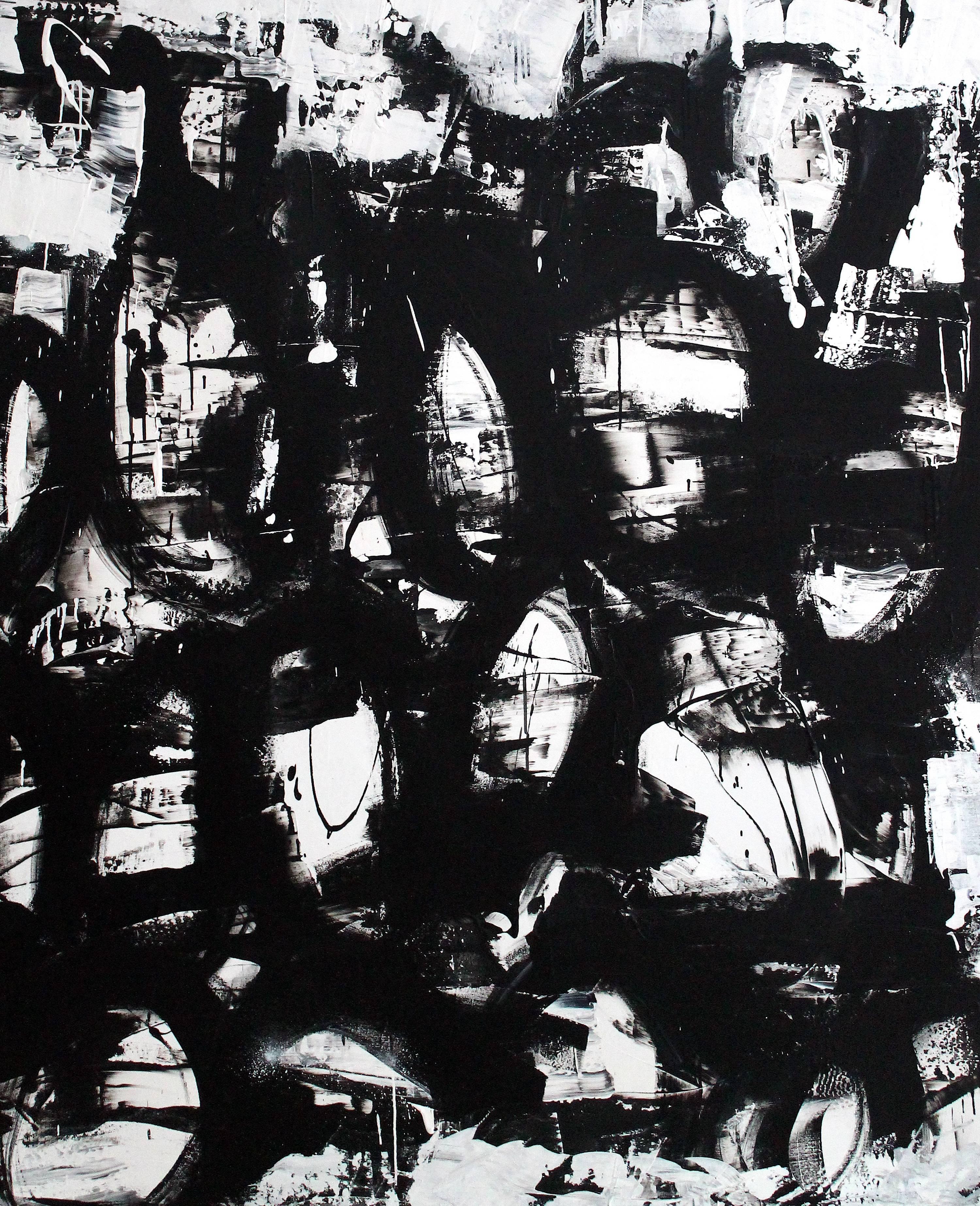 Amber Goldhammer Abstract Painting - Rock the Boat - large black and white original artwork