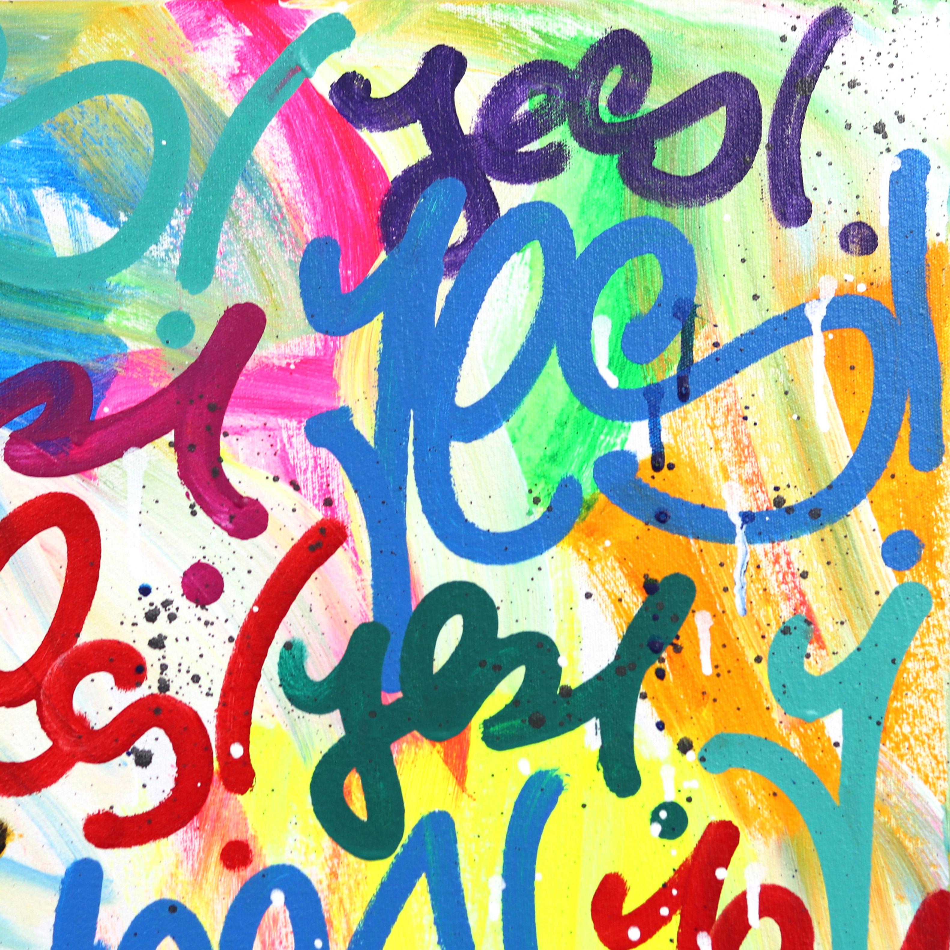 Say Yes To Your Happiness - Pittura originale di street art con graffiti a colori in vendita 2