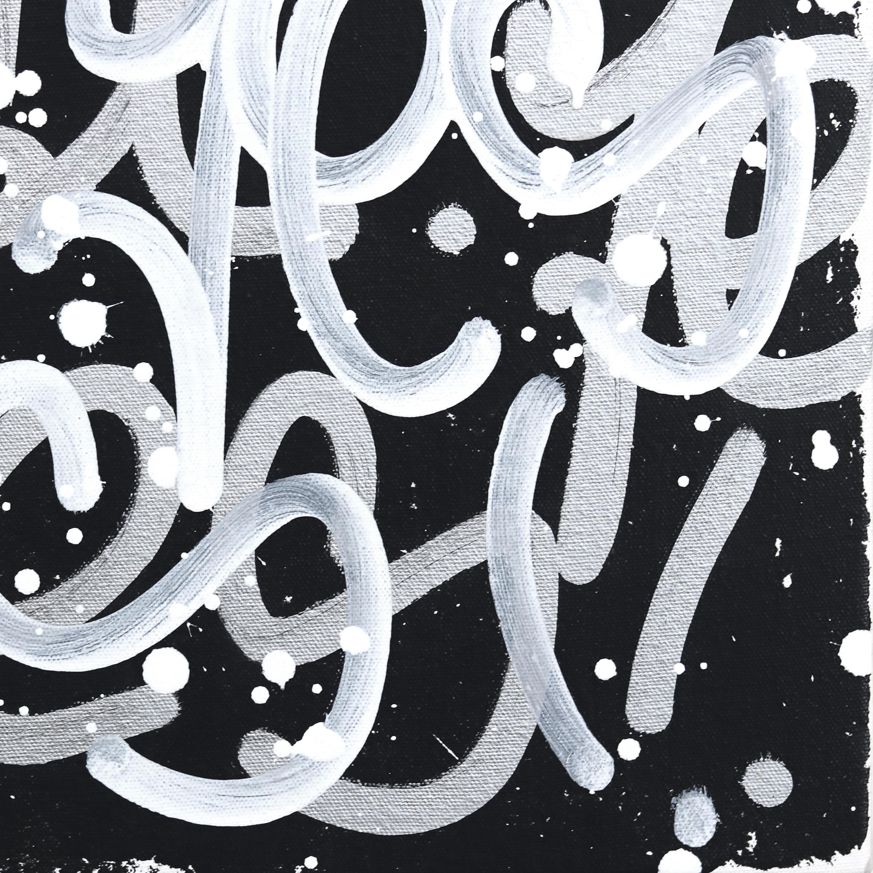 She Said Yes - Black and White Positive Word Art on Canvas For Sale 5