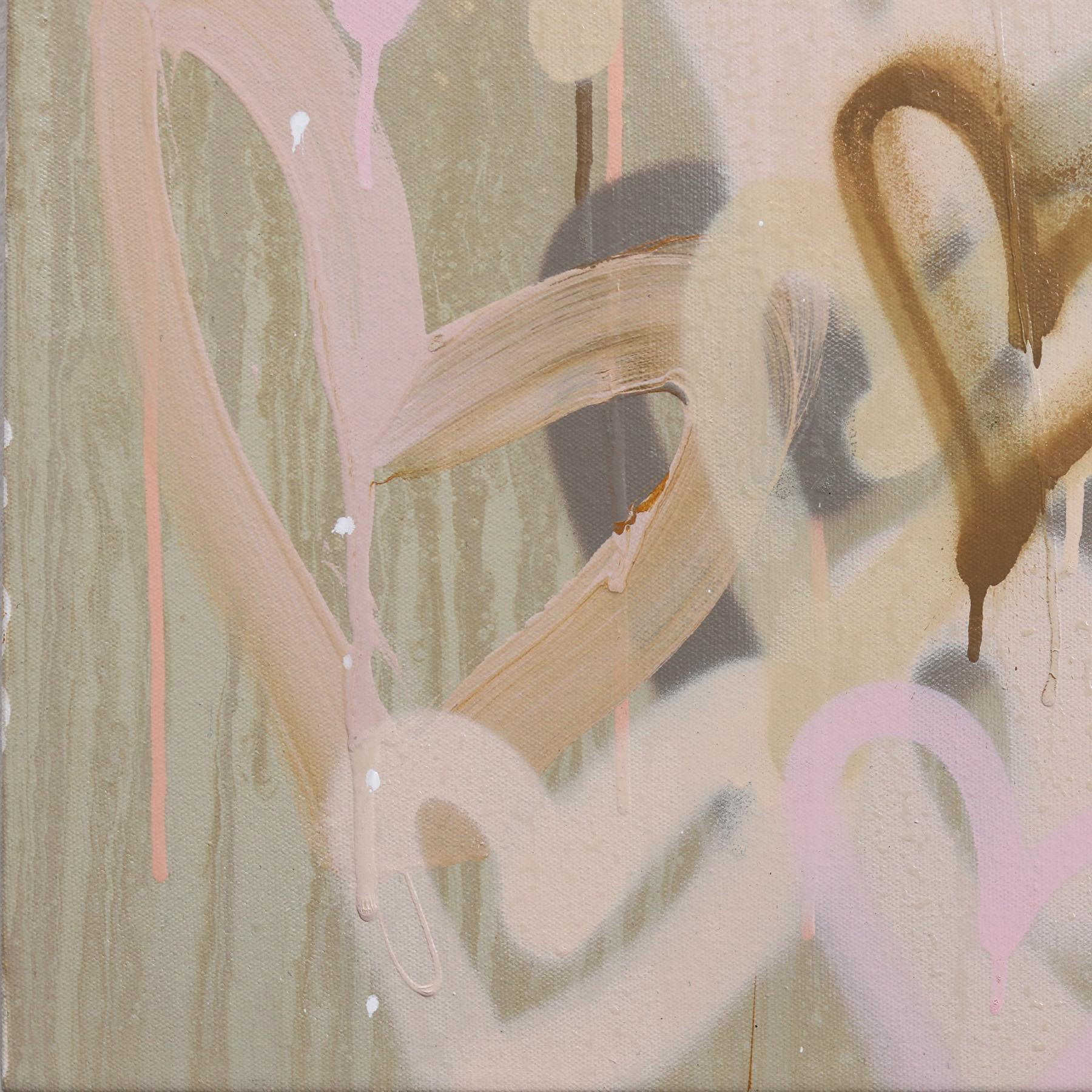 Showering You with Affection - Abstract Muted Tone Graffiti Mixed Media Painting For Sale 4
