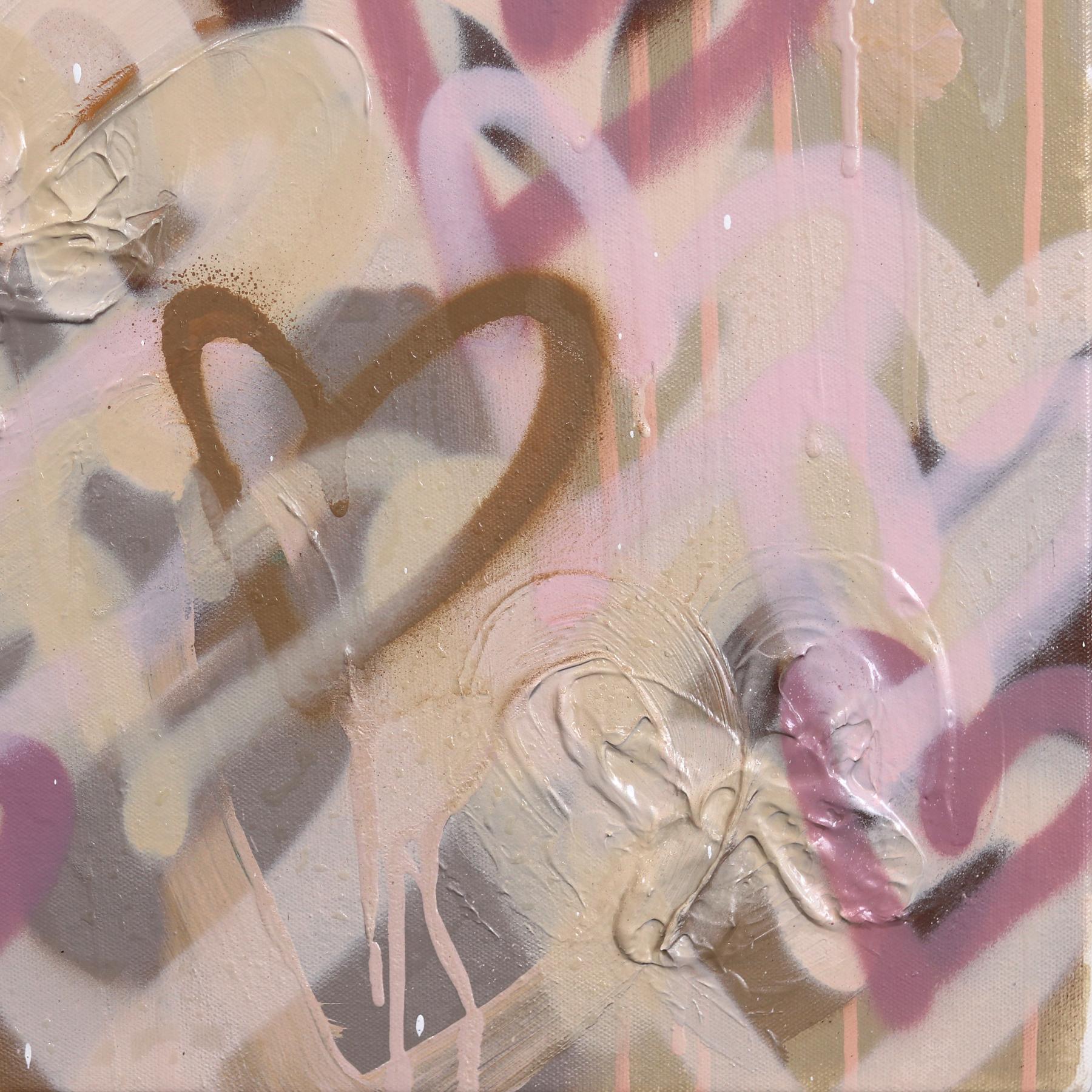 Showering You with Affection - Abstract Muted Tone Graffiti Mixed Media Painting For Sale 5