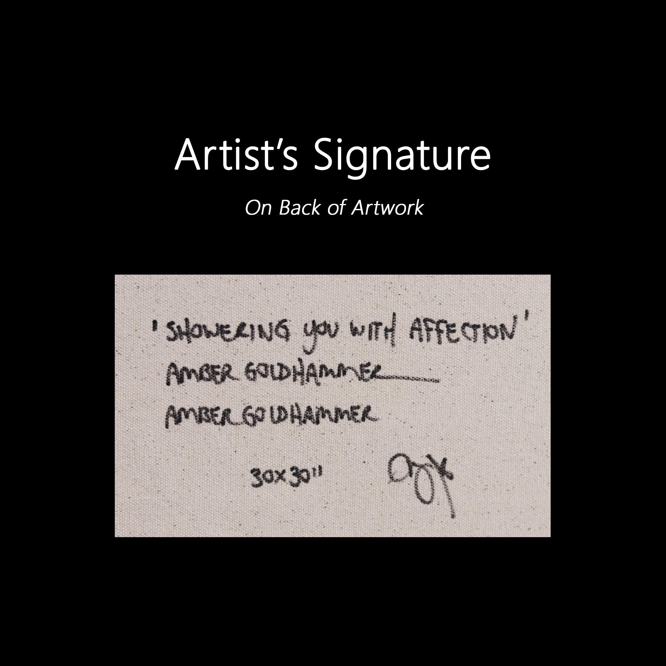Showering You with Affection - Abstract Muted Tone Graffiti Mixed Media Painting For Sale 6