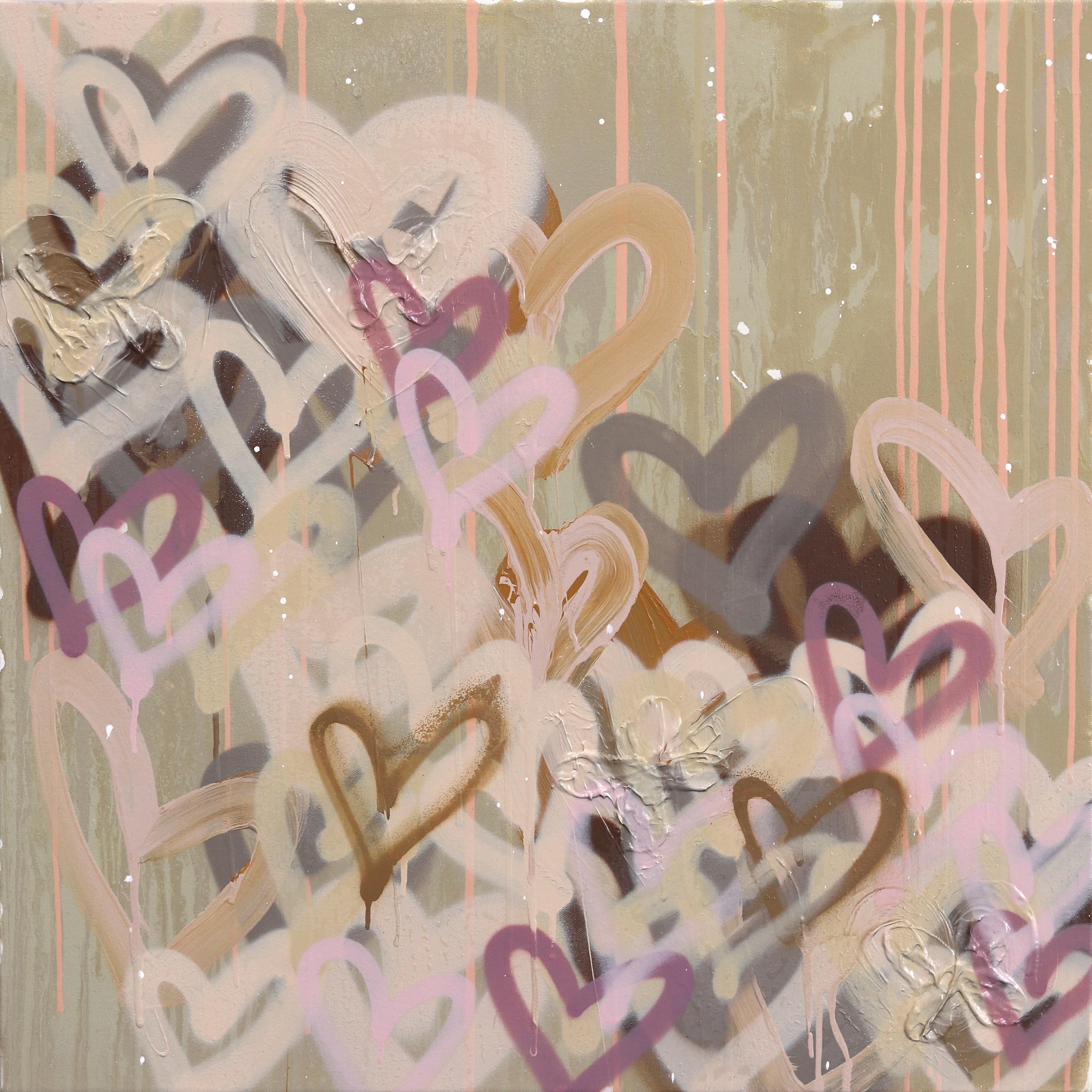 Showering You with Affection - Abstract Muted Tone Graffiti Mixed Media Painting - Mixed Media Art by Amber Goldhammer