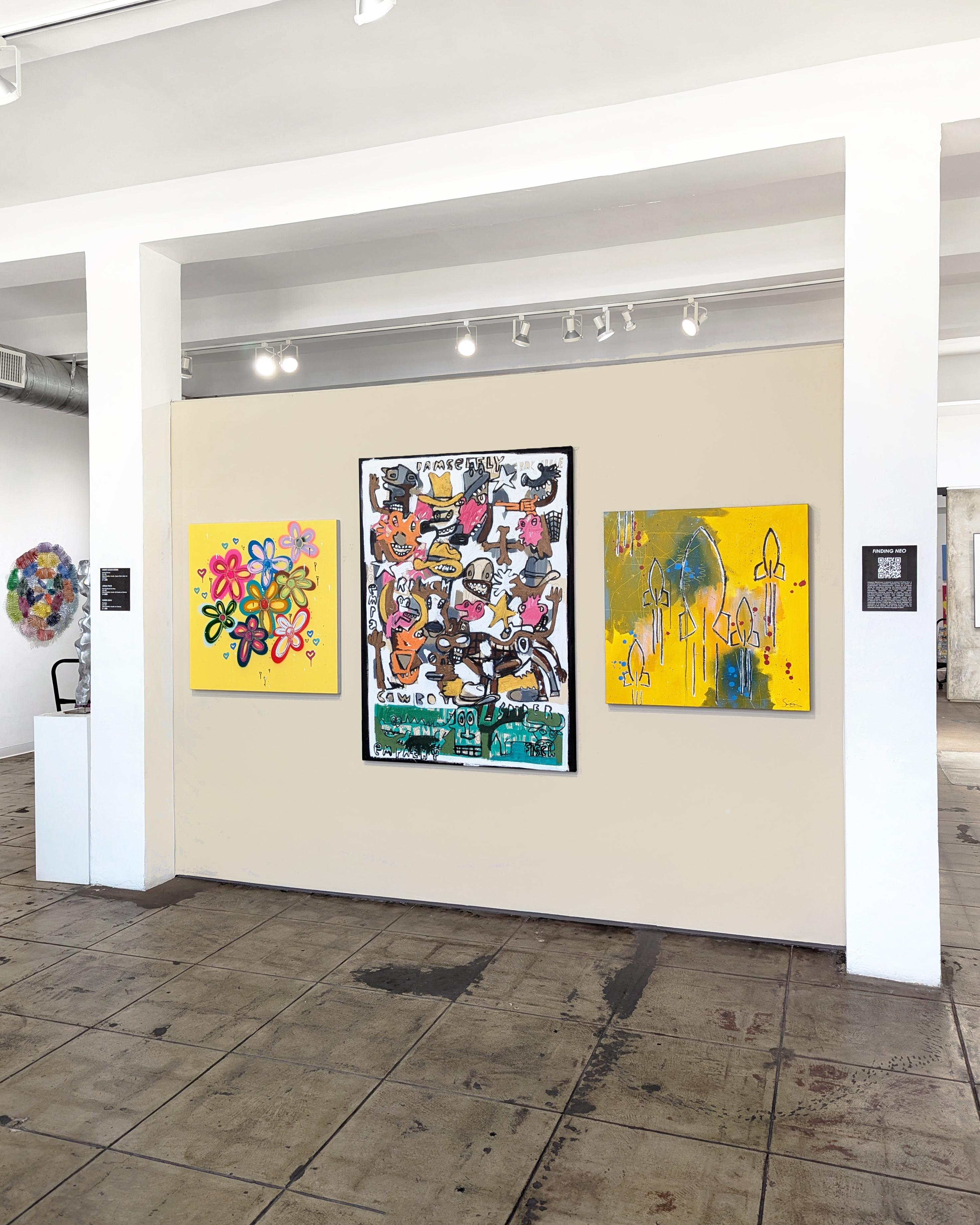 Fleurs chantantes - Jaune lumineux Peinture graffiti originale Amber Goldhammer en vente 7