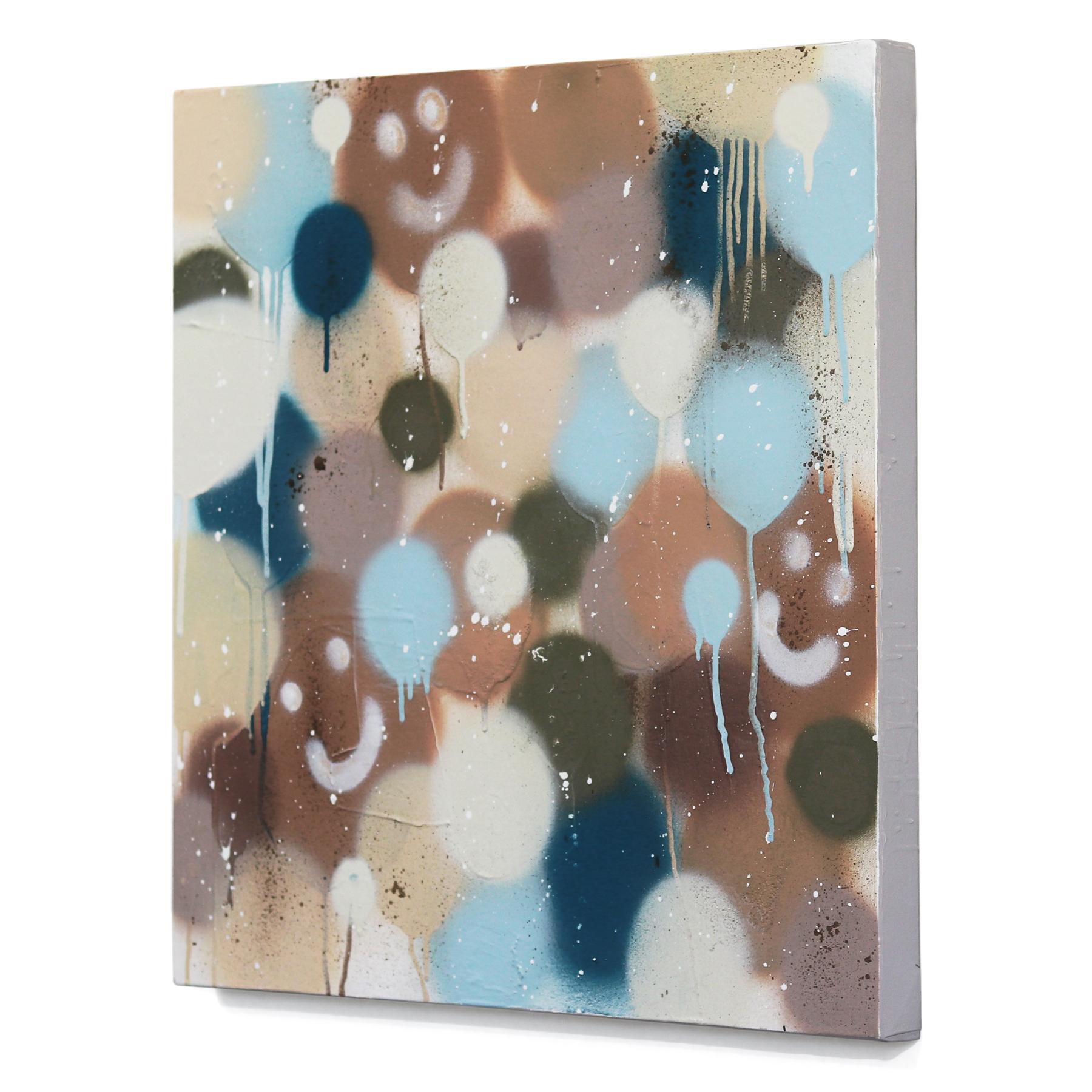 Smiles Alot - Quadro su tela con cornice originale di ispirazione pop art - Abstract Painting Grigio di Amber Goldhammer