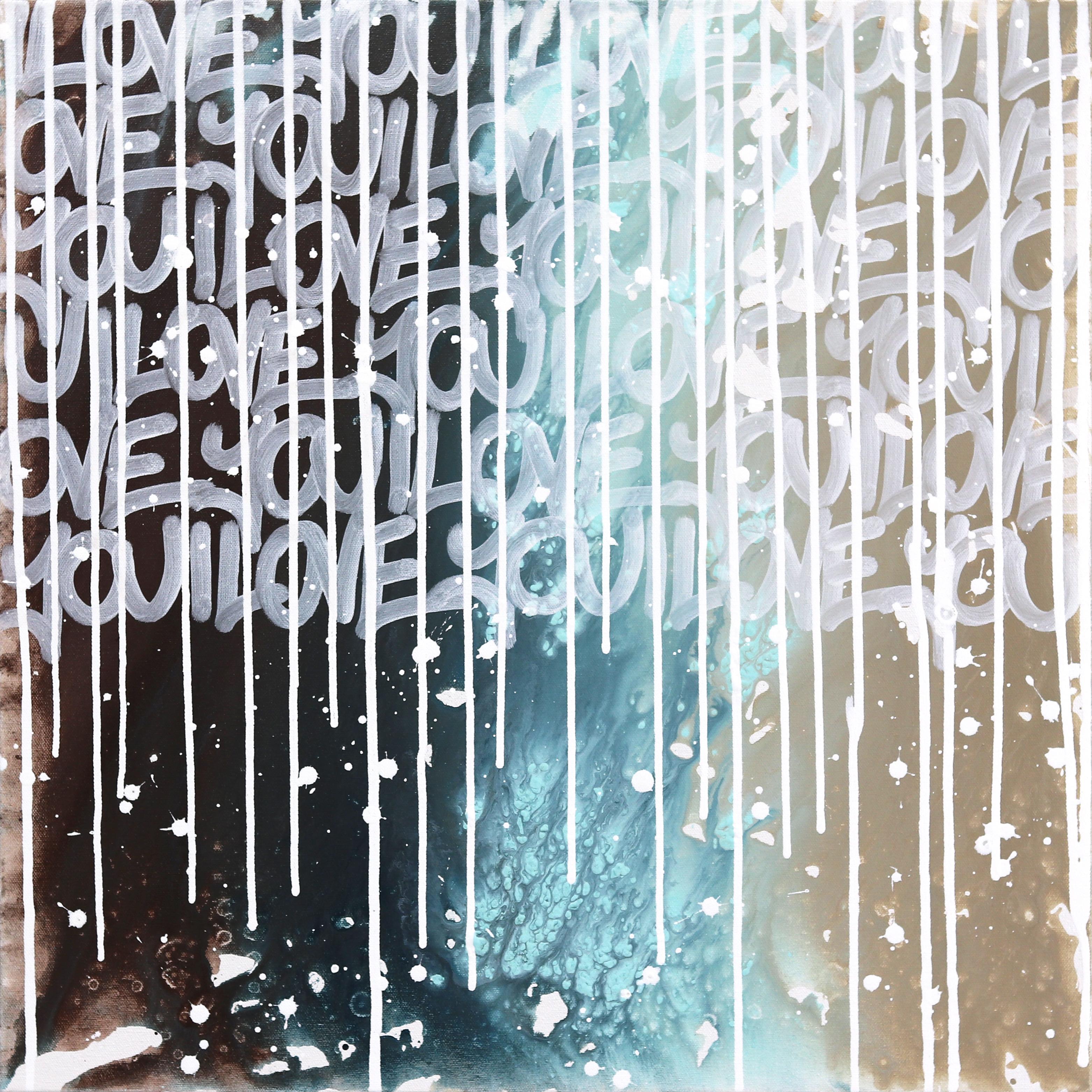 La primavera da vida - Graffiti Abstracto Original Gris Azul Beige - Mixed Media Art de Amber Goldhammer