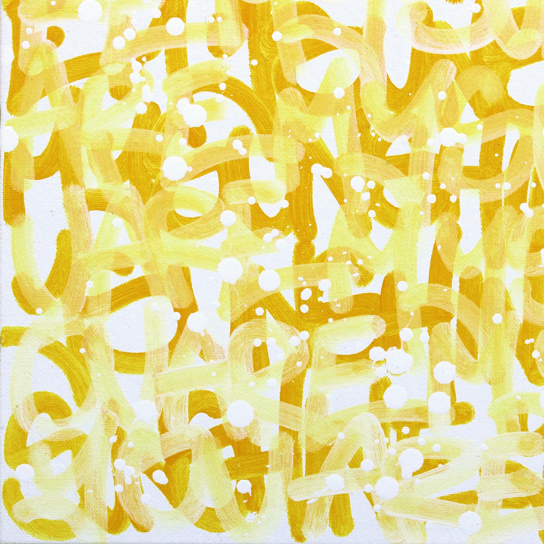 Sunshine Everyday - Originale opera d'arte astratta con testo giallo e graffiti pop in vendita 4