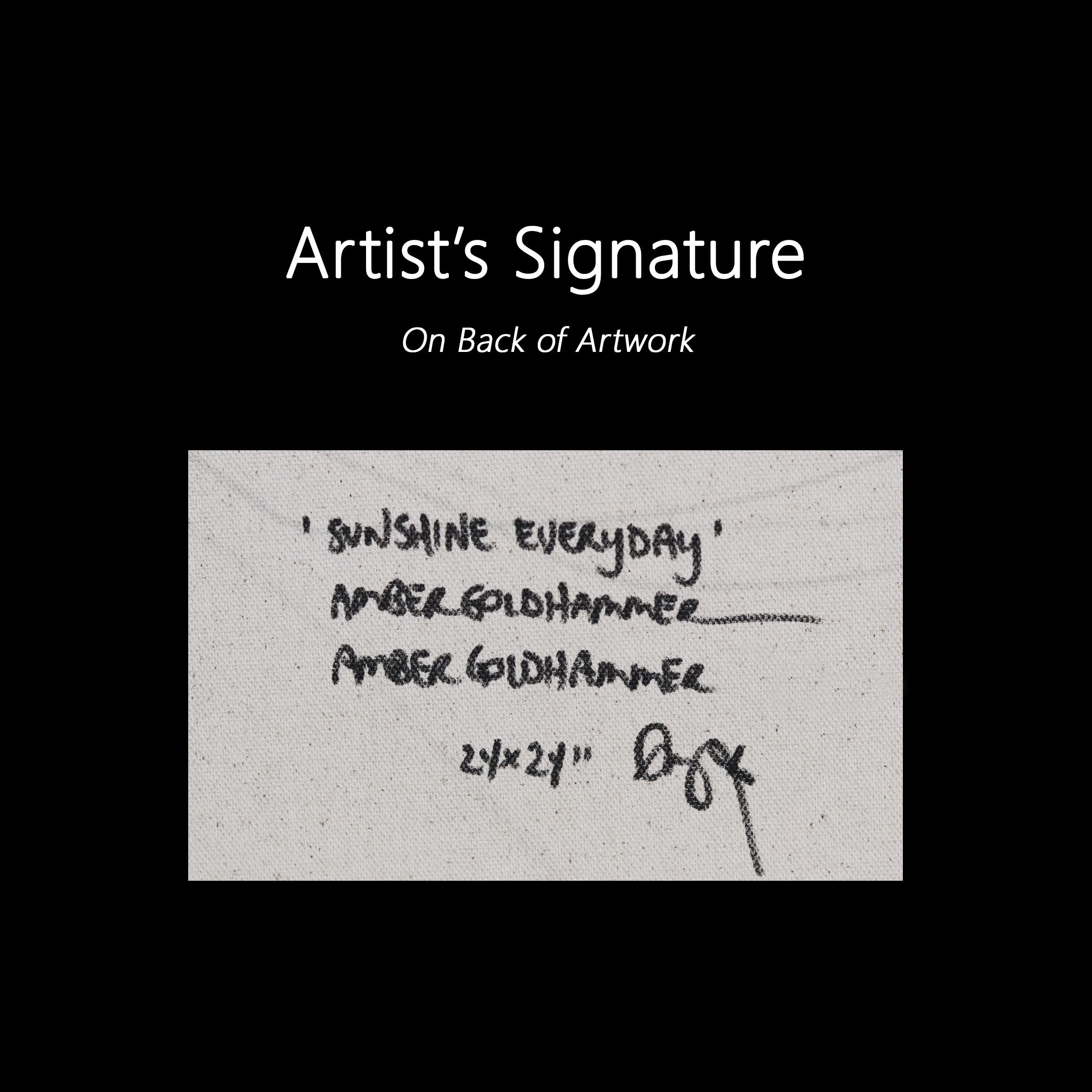 Sunshine Everyday - Originale opera d'arte astratta con testo giallo e graffiti pop in vendita 6