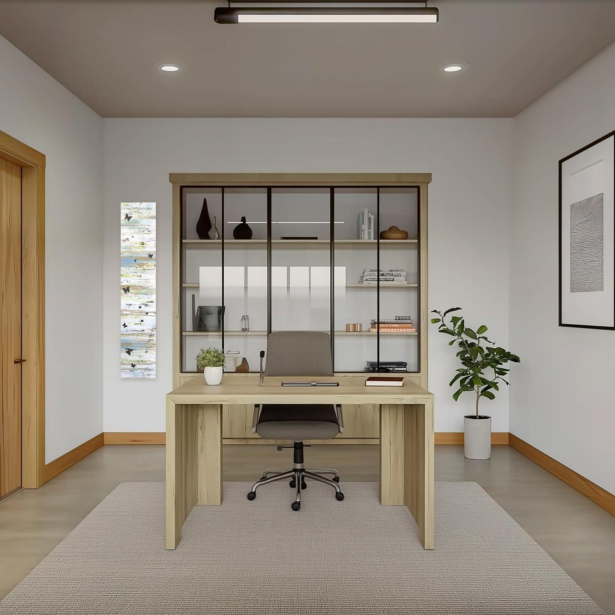 Sweet Butterflies - Abstract Tall Textural Mixed Media Painting on Canvas (Schwarz), Abstract Painting, von Amber Goldhammer