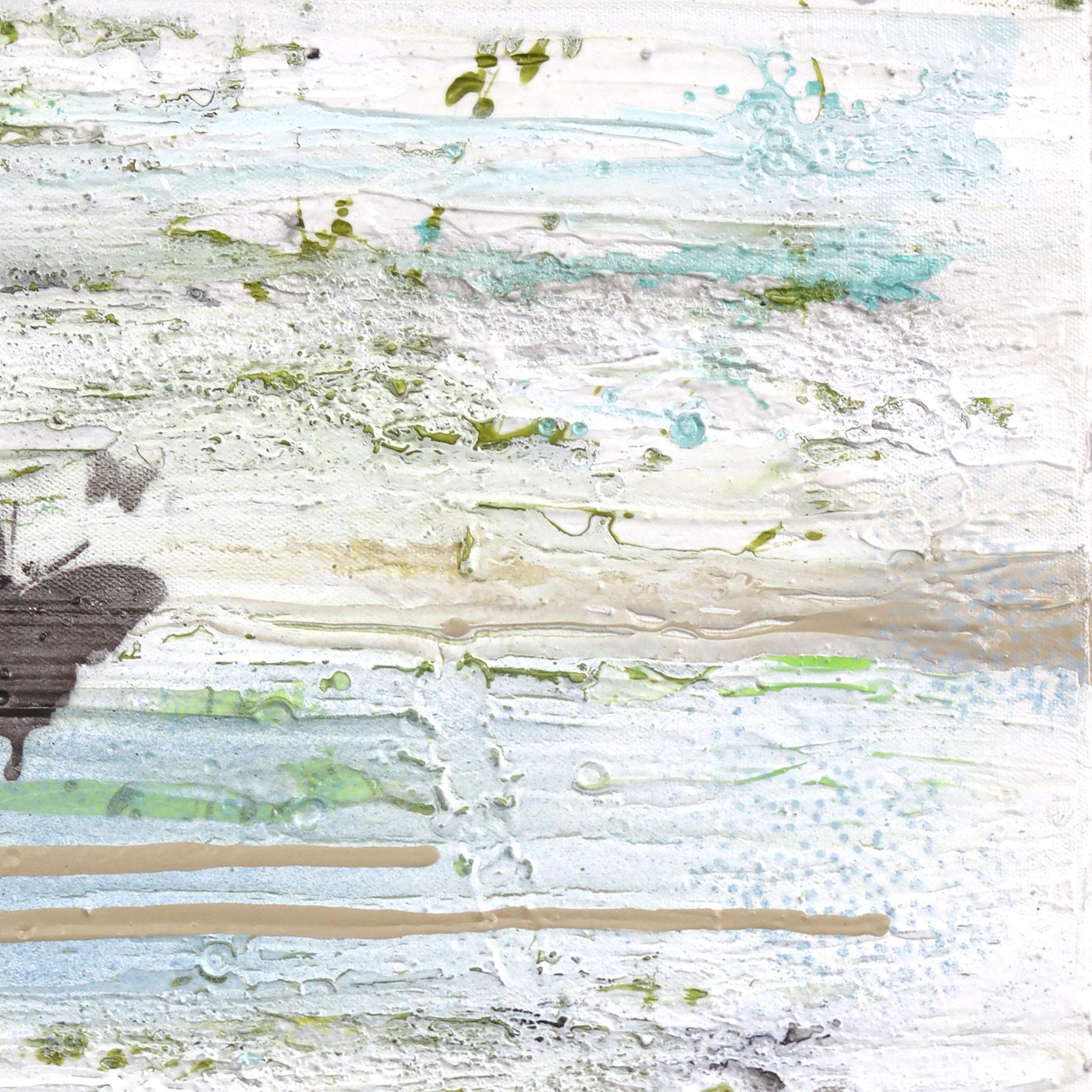 Sweet Butterflies - Abstract Tall Textural Mixed Media Painting on Canvas im Angebot 2