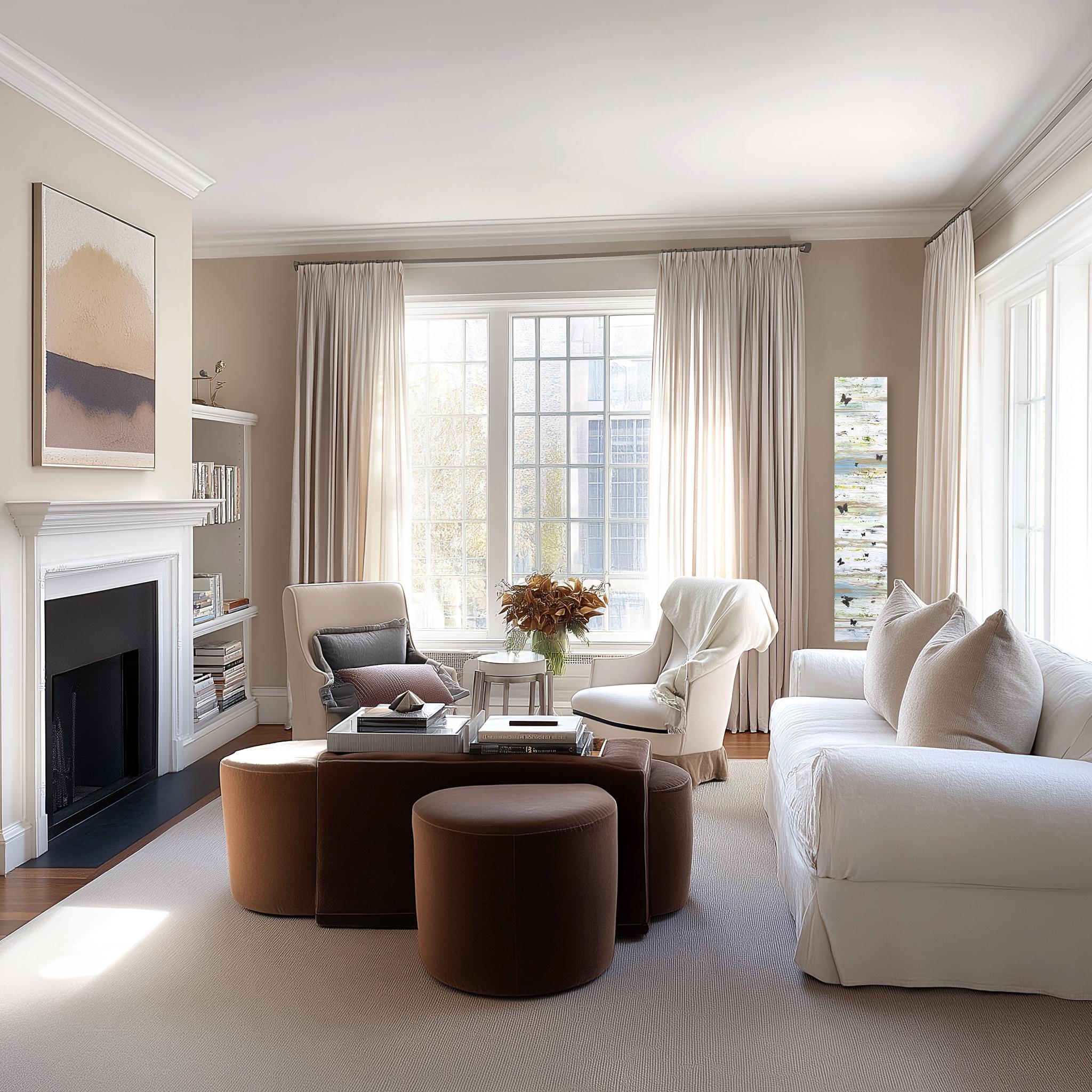 Sweet Butterflies - Abstract Tall Textural Mixed Media Painting on Canvas im Angebot 3