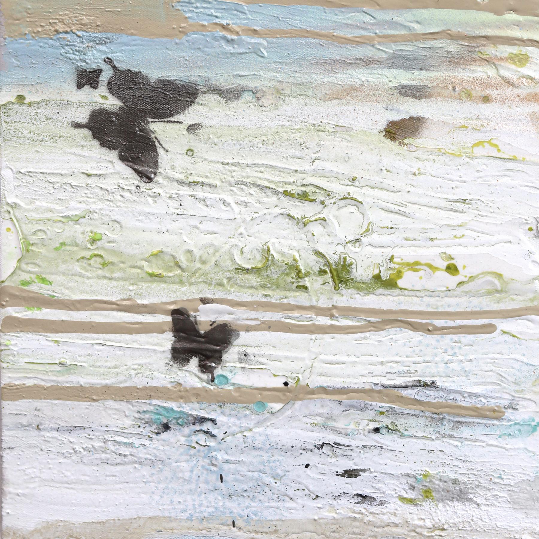 Sweet Butterflies - Abstract Tall Textural Mixed Media Painting on Canvas im Angebot 4