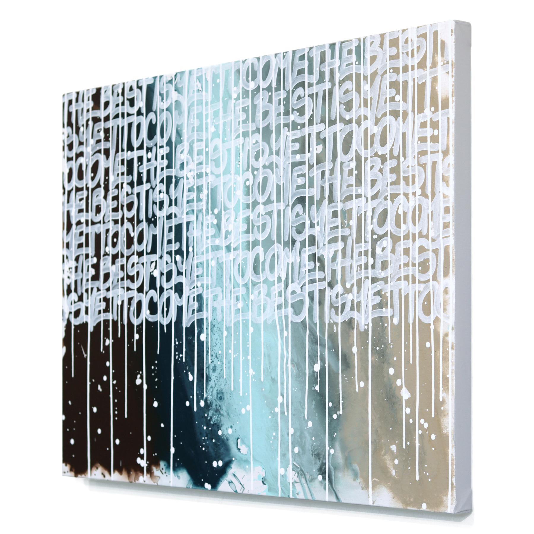 The Best is Yet to Come For You - Abstract Mixed Media Graffiti Inspired Artwork - Gray Figurative Painting by Amber Goldhammer