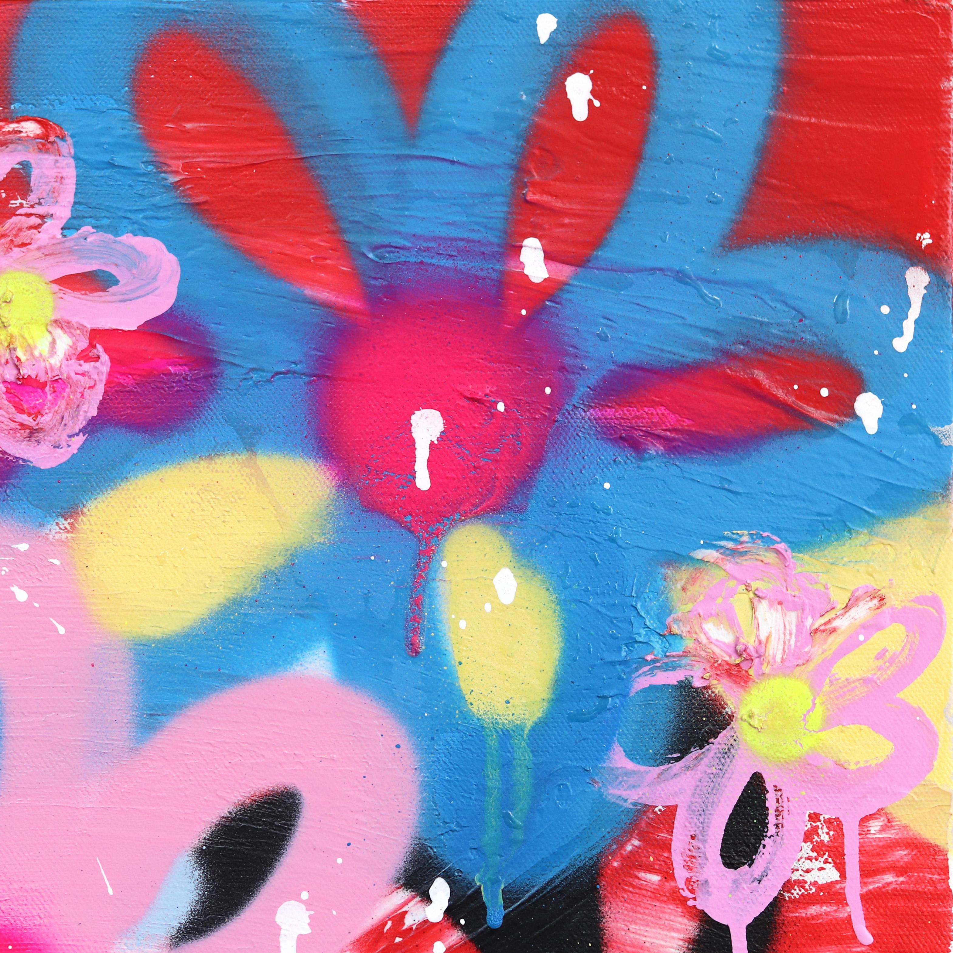 The Happy Garden – Originales farbenfrohes Urban Love Pop Street Art Graffiti-Gemälde im Angebot 2