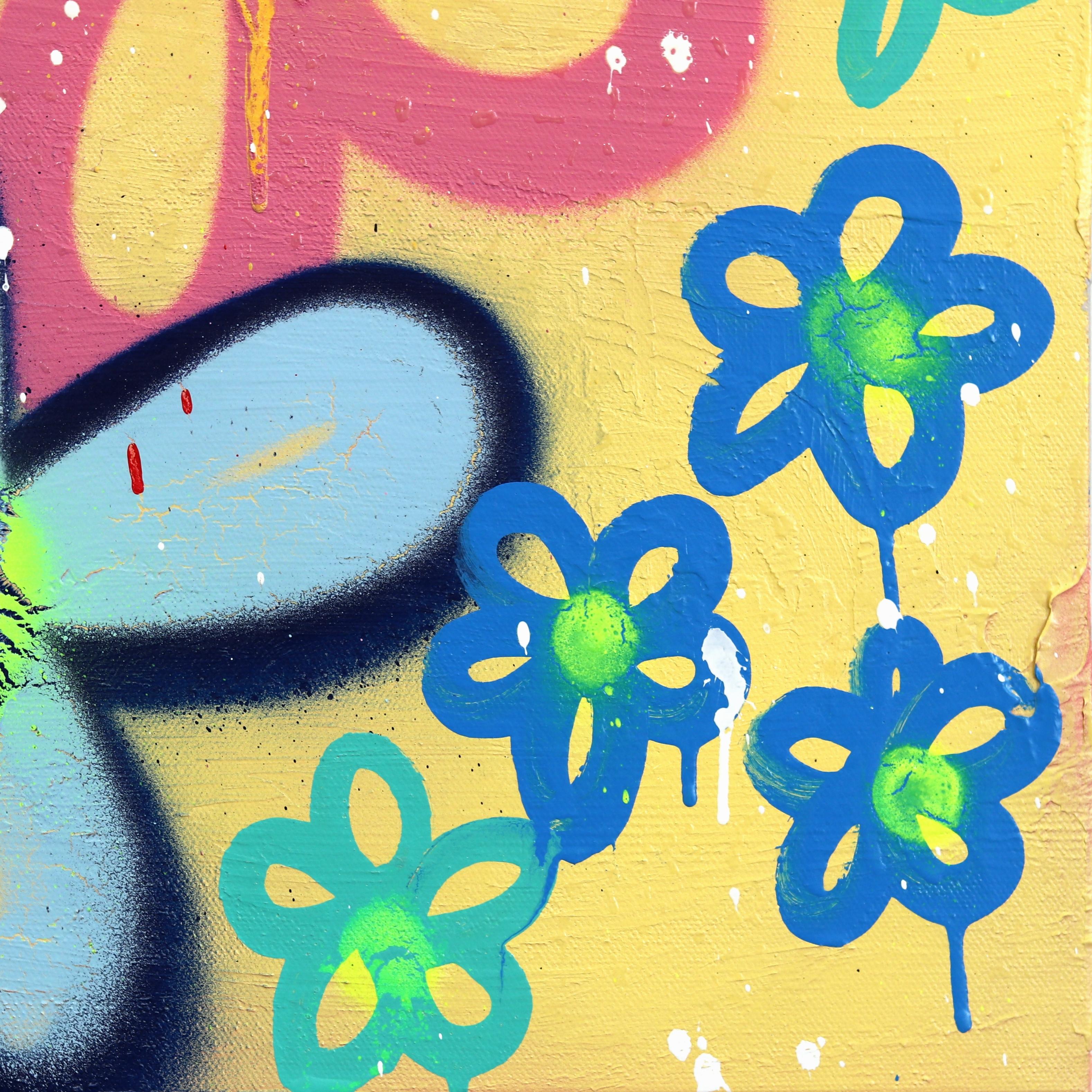 The Happy Garden – Originales farbenfrohes Urban Love Pop Street Art Graffiti-Gemälde im Angebot 5