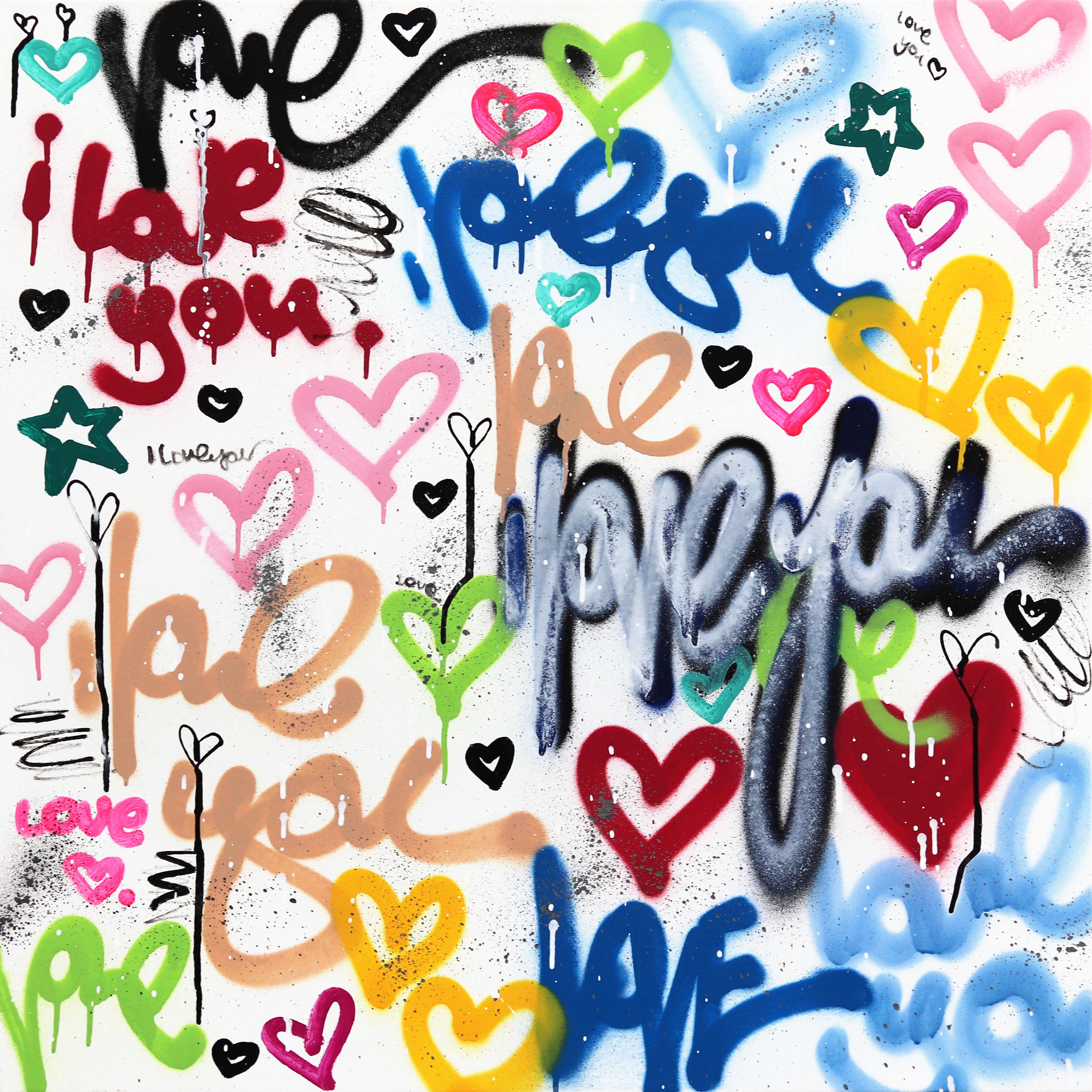 The Princess Lives Here - Abstract Joyful Colorful Love Graffiti Pop Artwork - Mixed Media Art by Amber Goldhammer